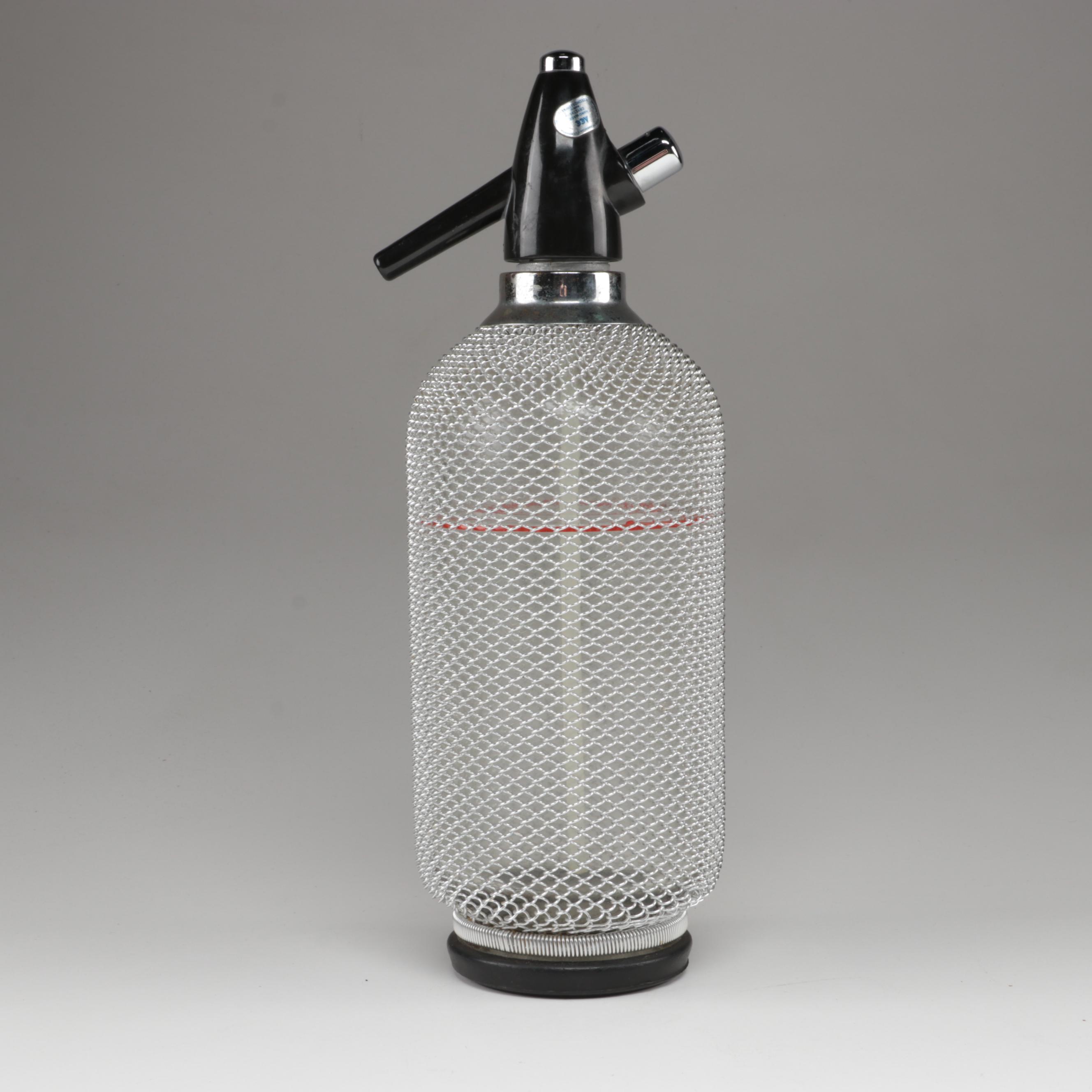 Cera for Federal Glass US Coin Goblets with Wire Wrapped Crystal Seltzer Bottle