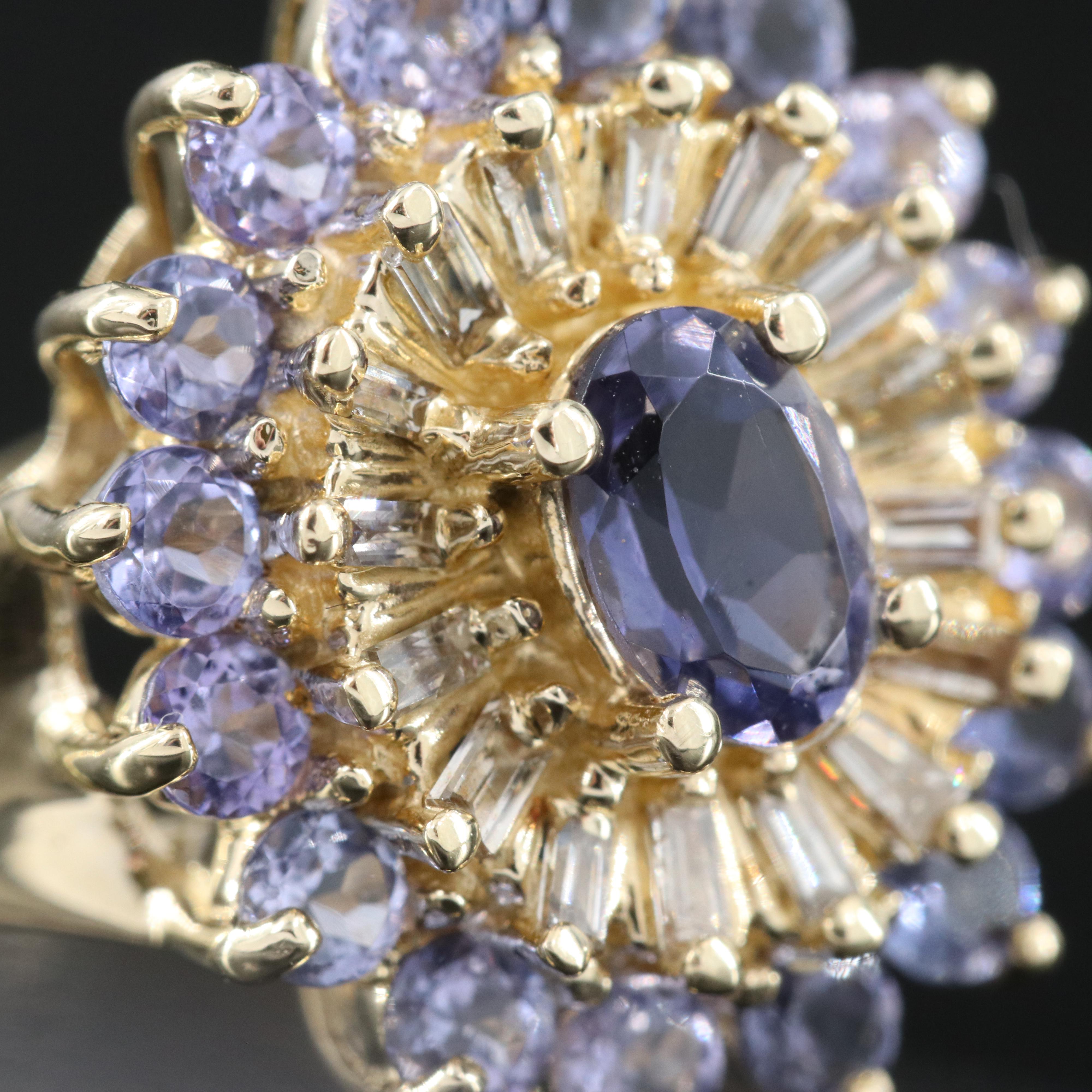 14K Iolite, Tanzanite and Diamond Ring