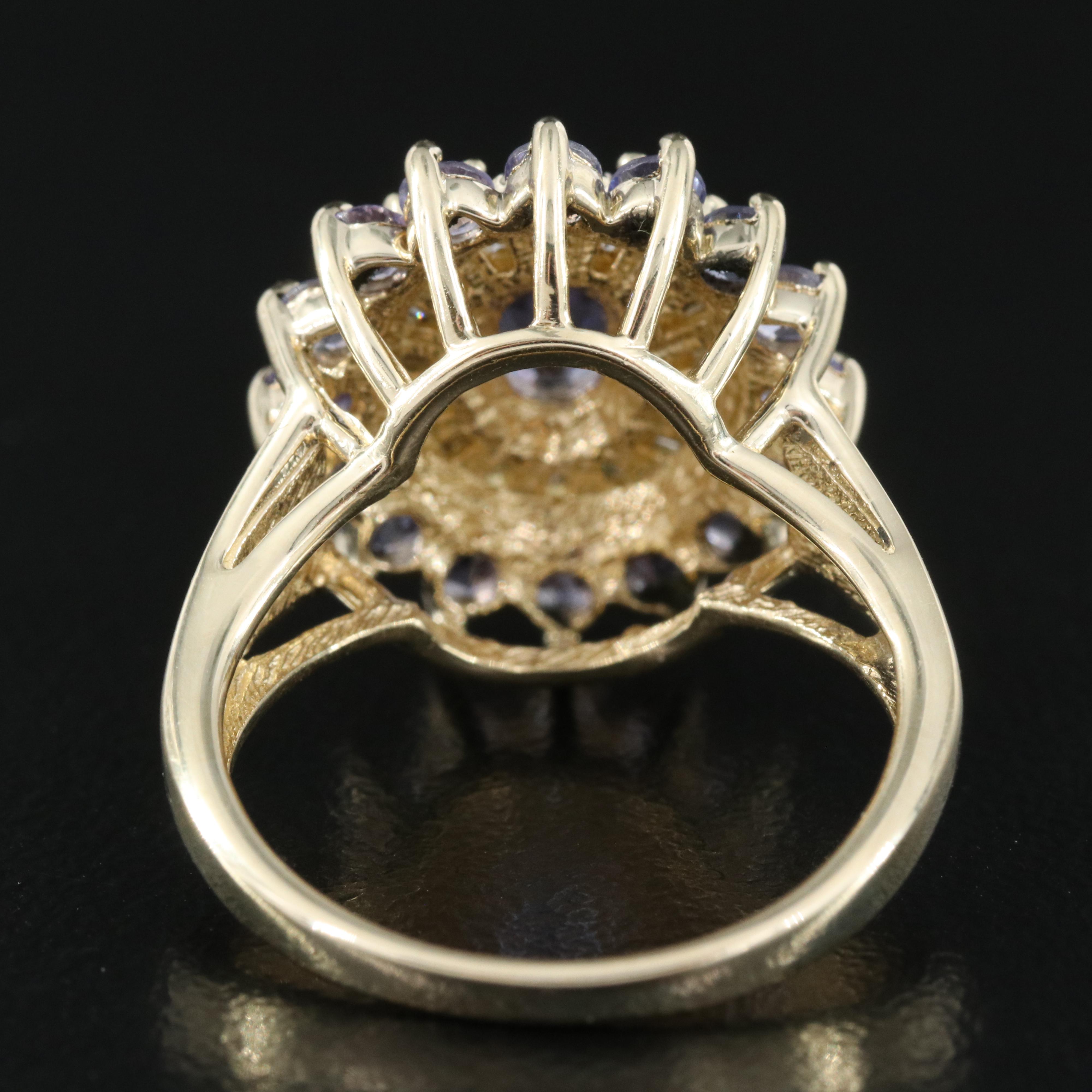 14K Iolite, Tanzanite and Diamond Ring