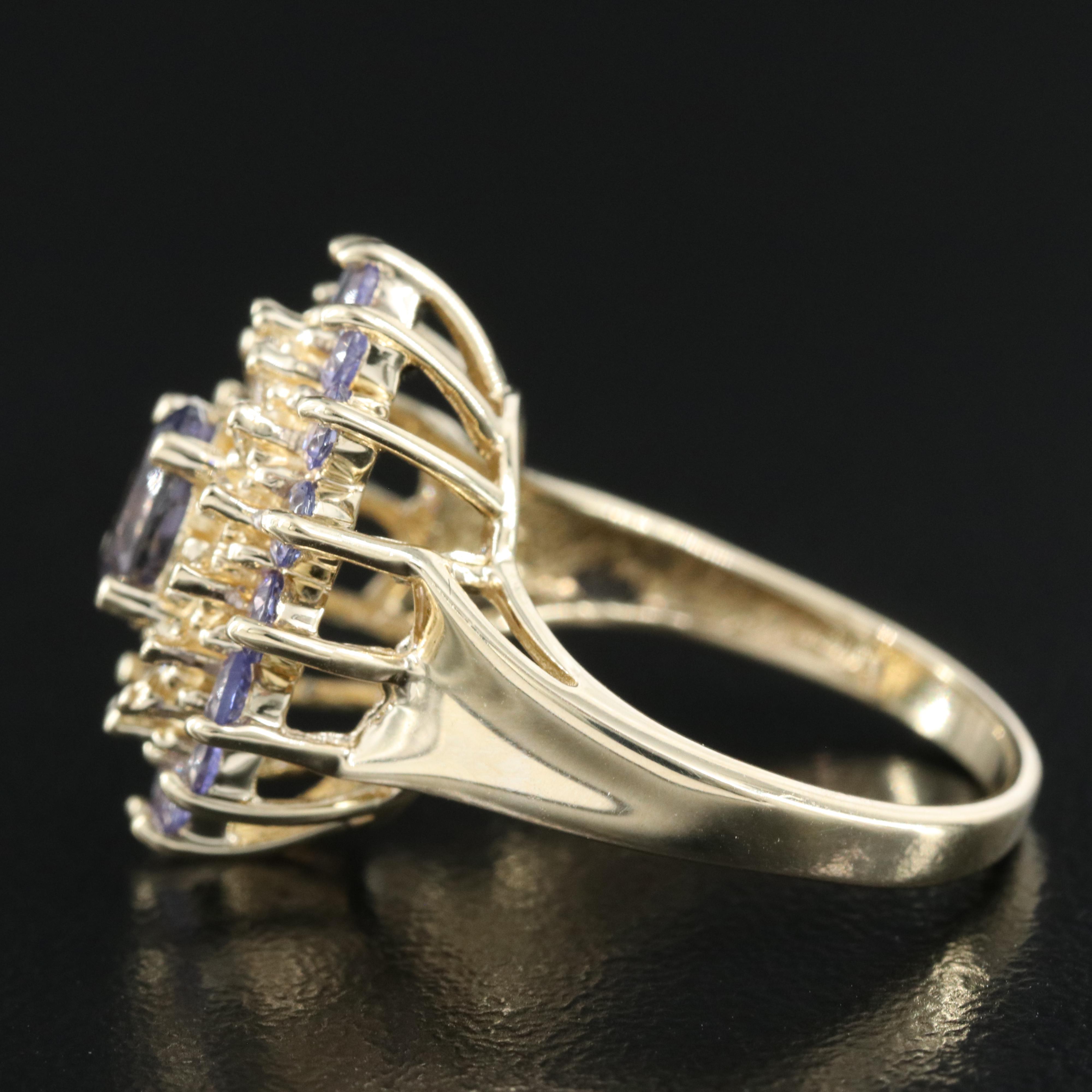 14K Iolite, Tanzanite and Diamond Ring