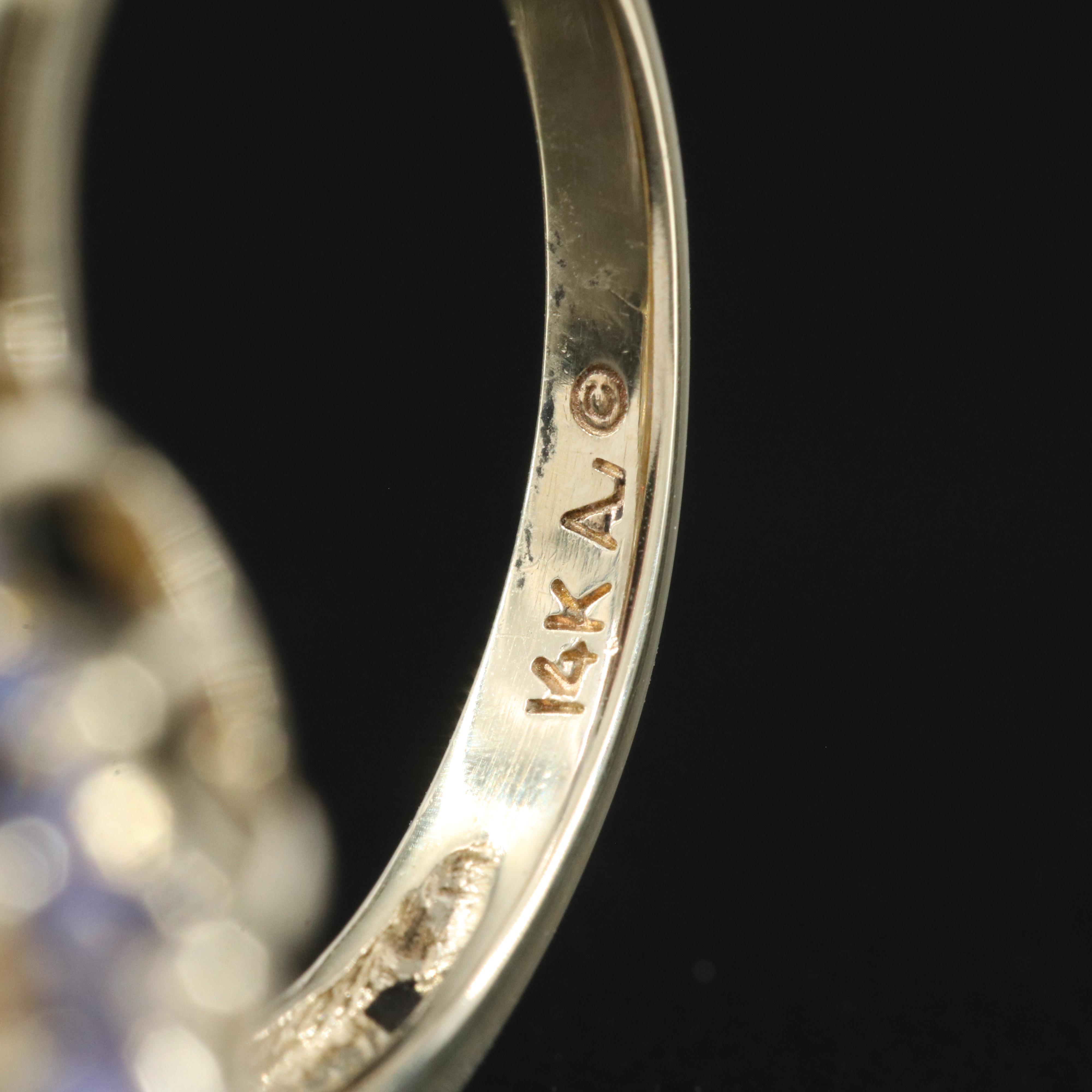 14K Iolite, Tanzanite and Diamond Ring