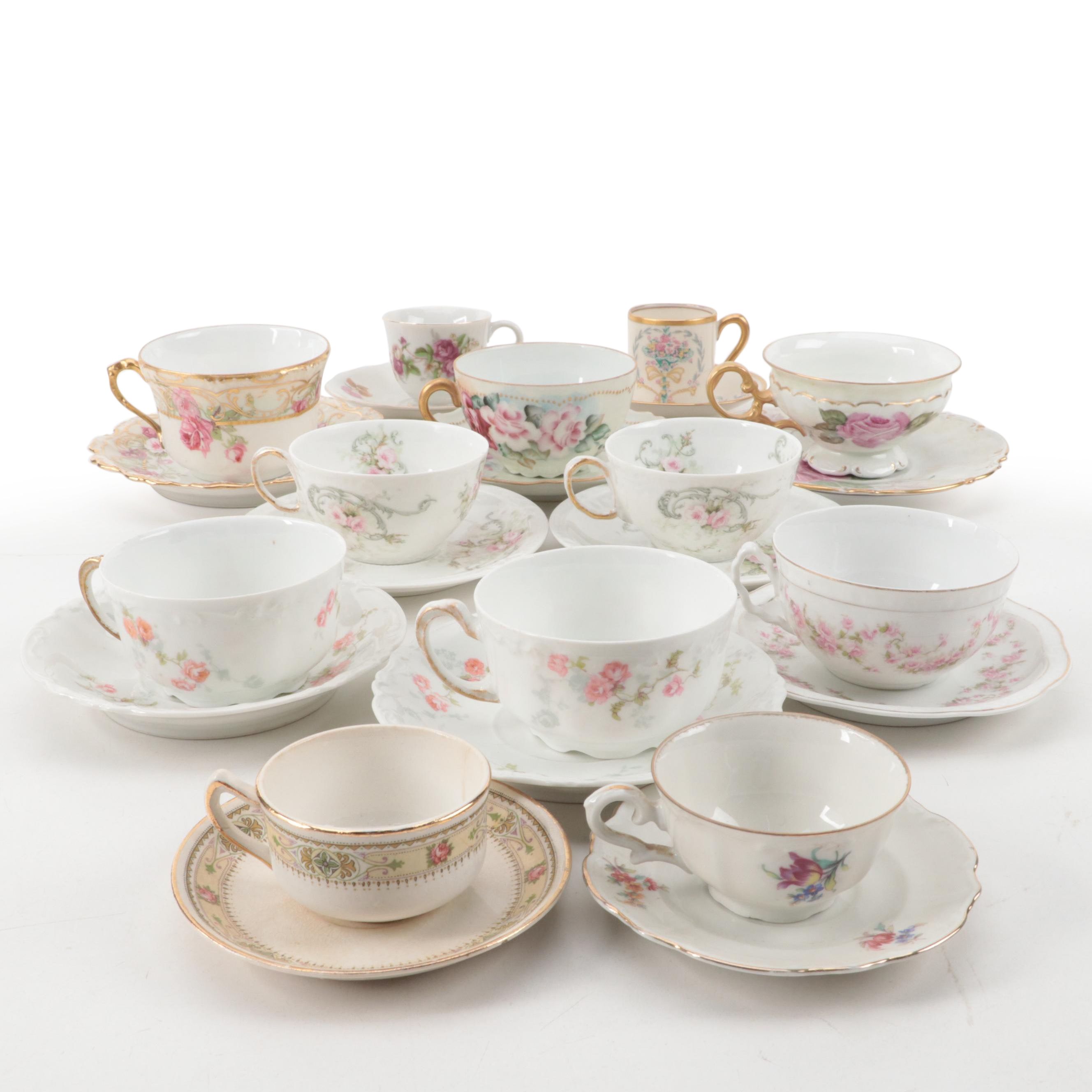 Haviland Limoges and Other Porcelain Tea and Demitasse Cups, 20th Century