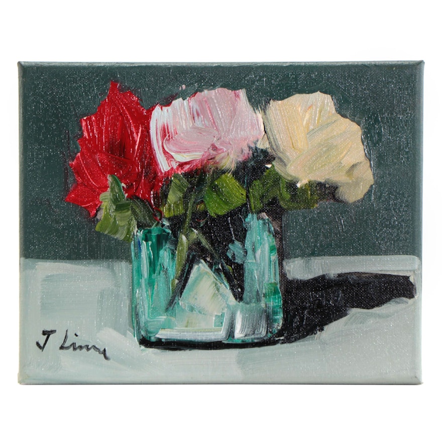 José M. Lima Floral Still Life Oil Painting, 2022