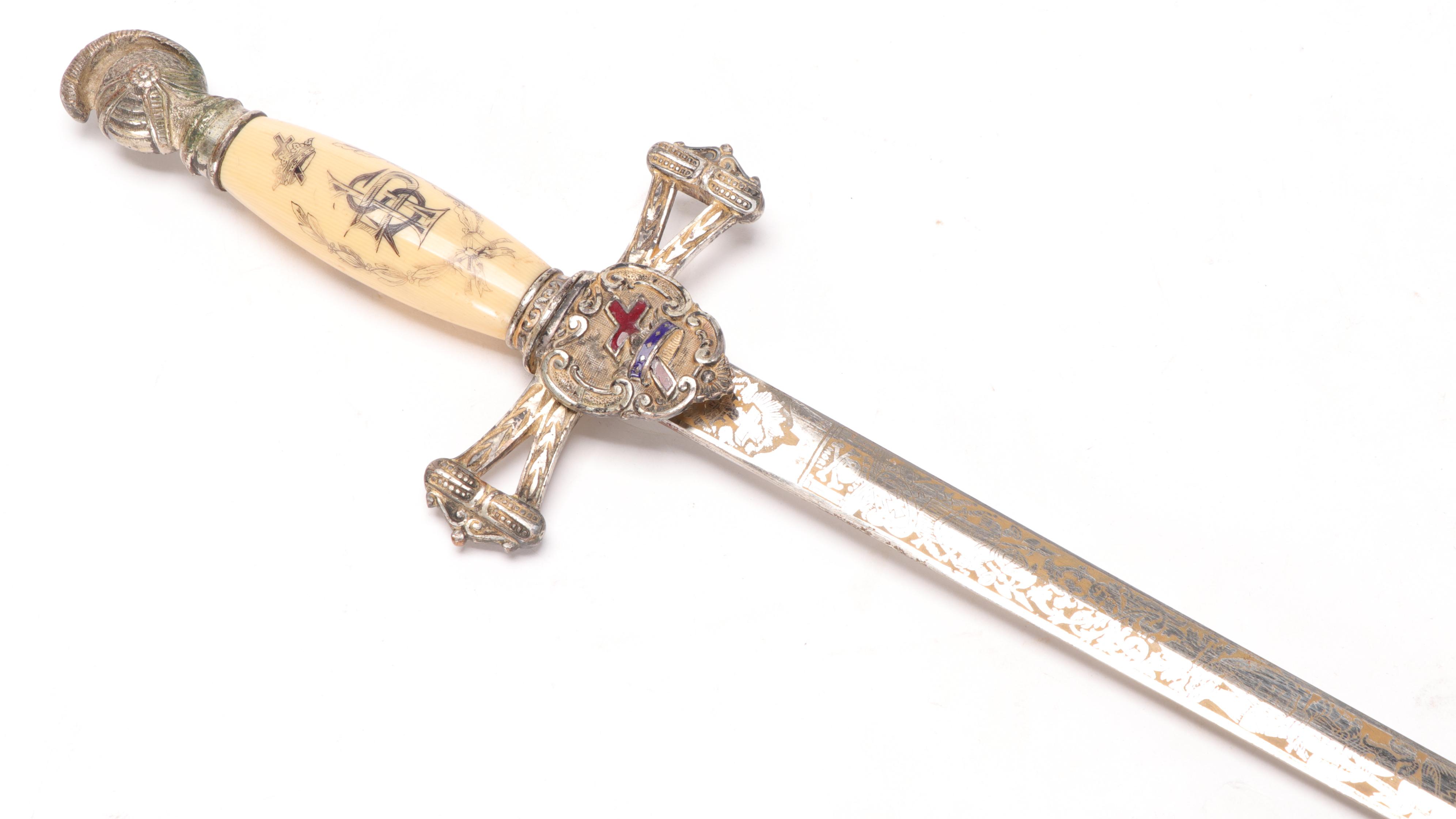 Ragalia Co. Masonic Temple Momento Mori Ceremonial Sword, Early 20th Century