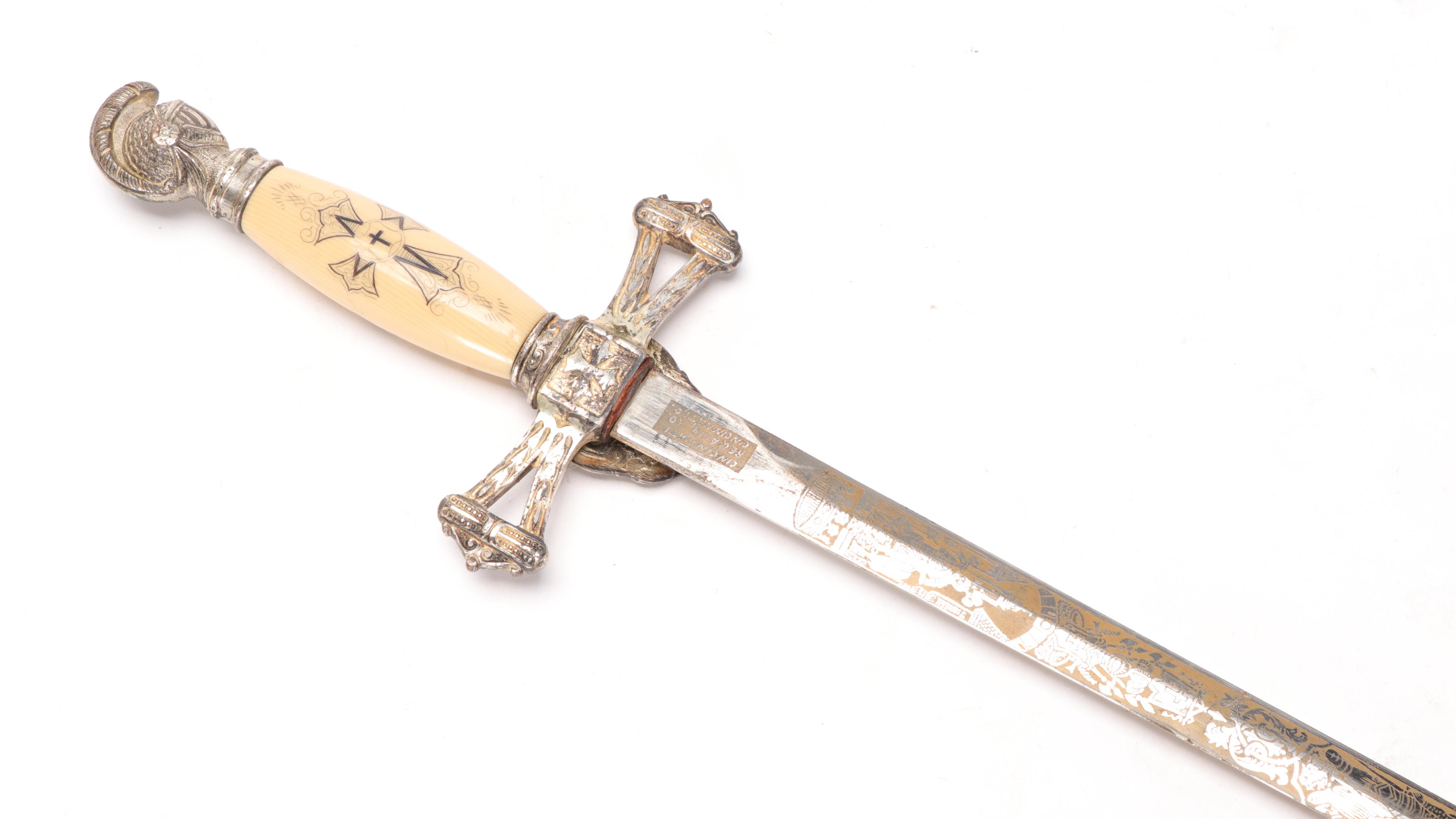 Ragalia Co. Masonic Temple Momento Mori Ceremonial Sword, Early 20th Century
