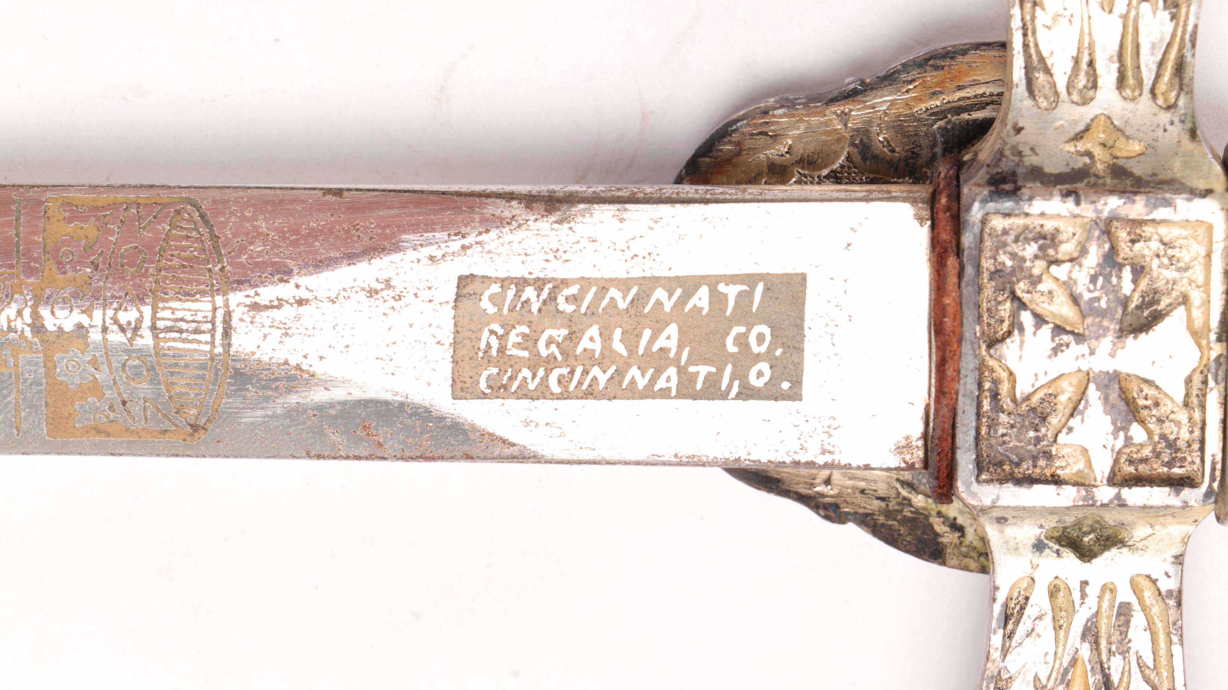 Ragalia Co. Masonic Temple Momento Mori Ceremonial Sword, Early 20th Century