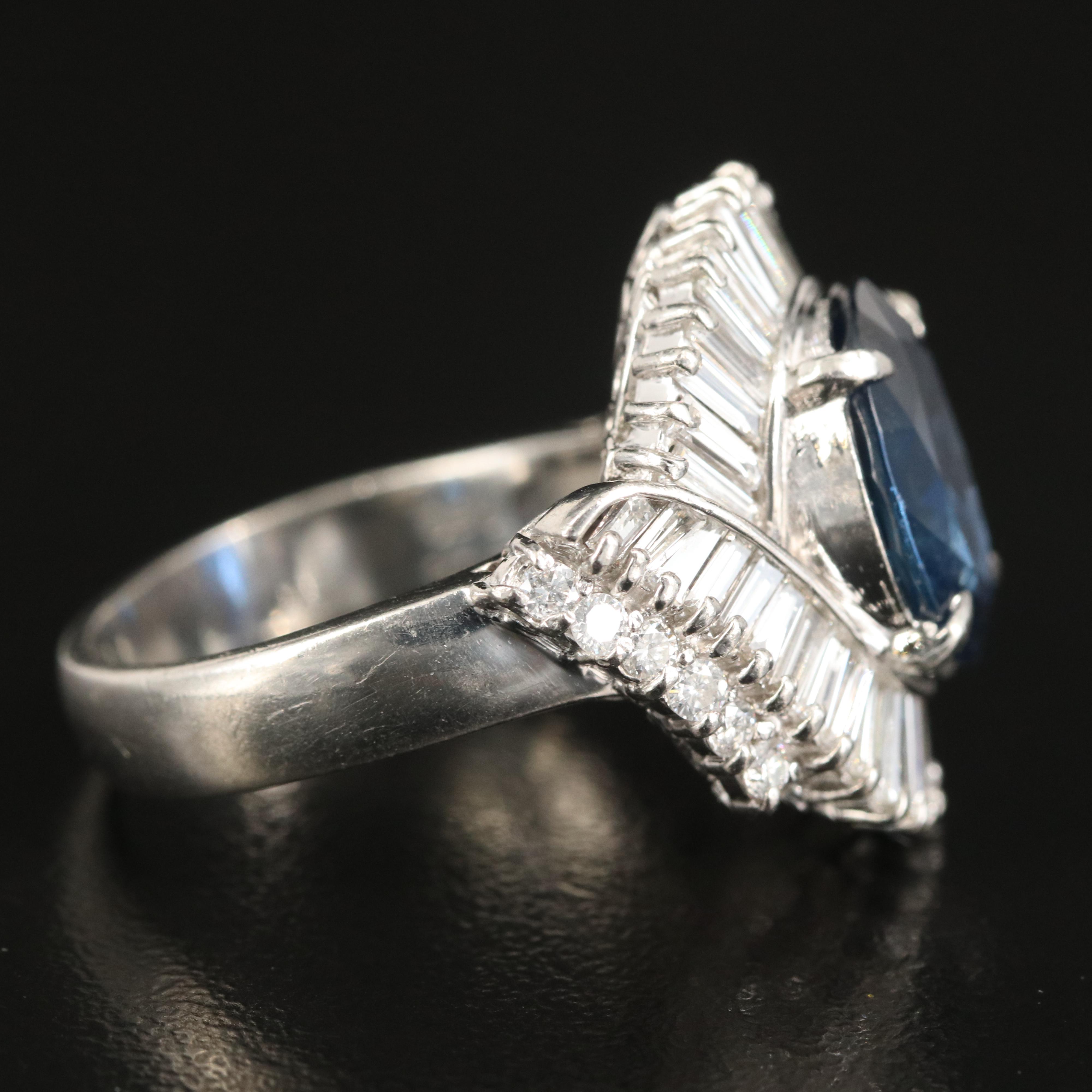 Vintage Platinum 4.08 CT Sapphire and 1.50 CTW Diamond Ring