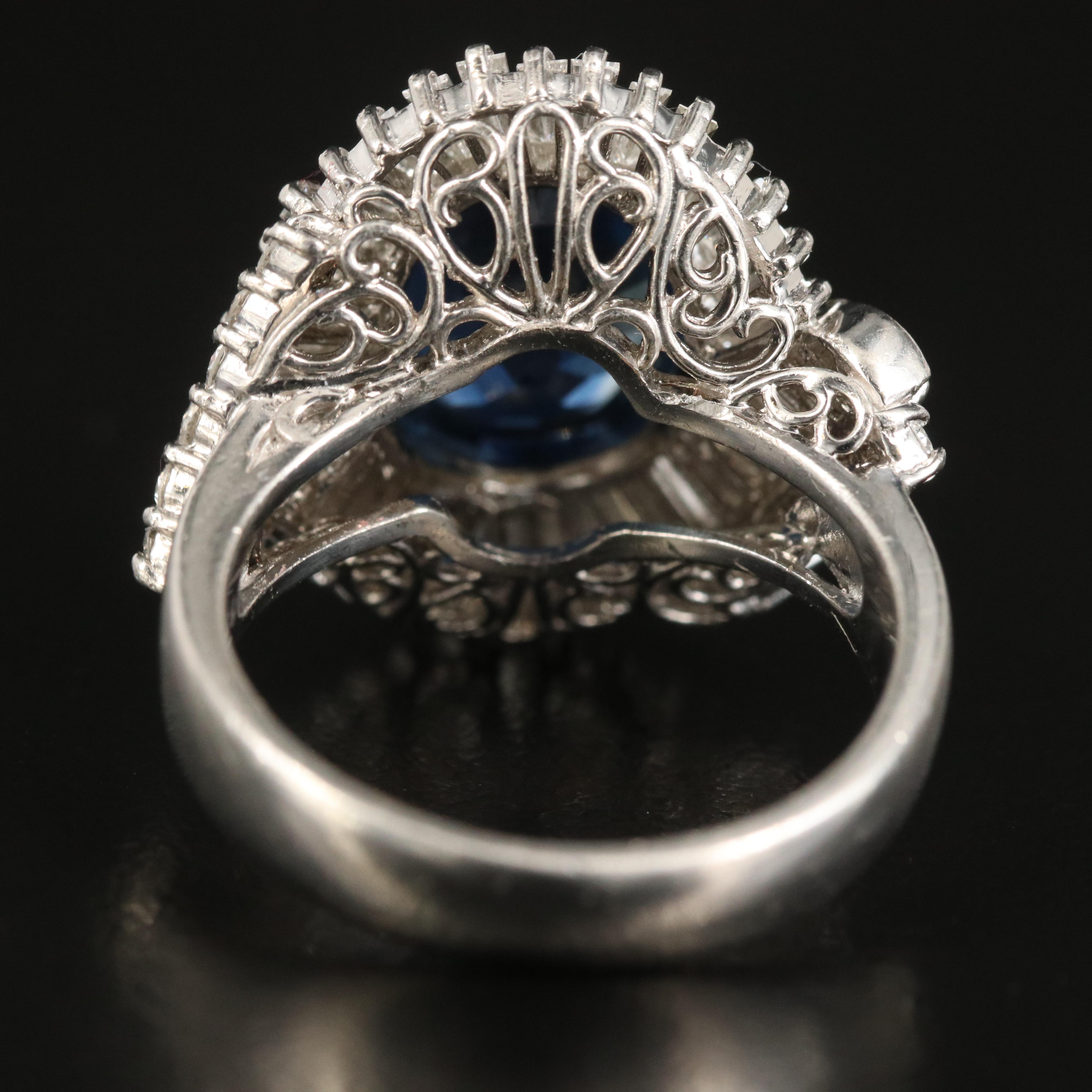 Vintage Platinum 4.08 CT Sapphire and 1.50 CTW Diamond Ring