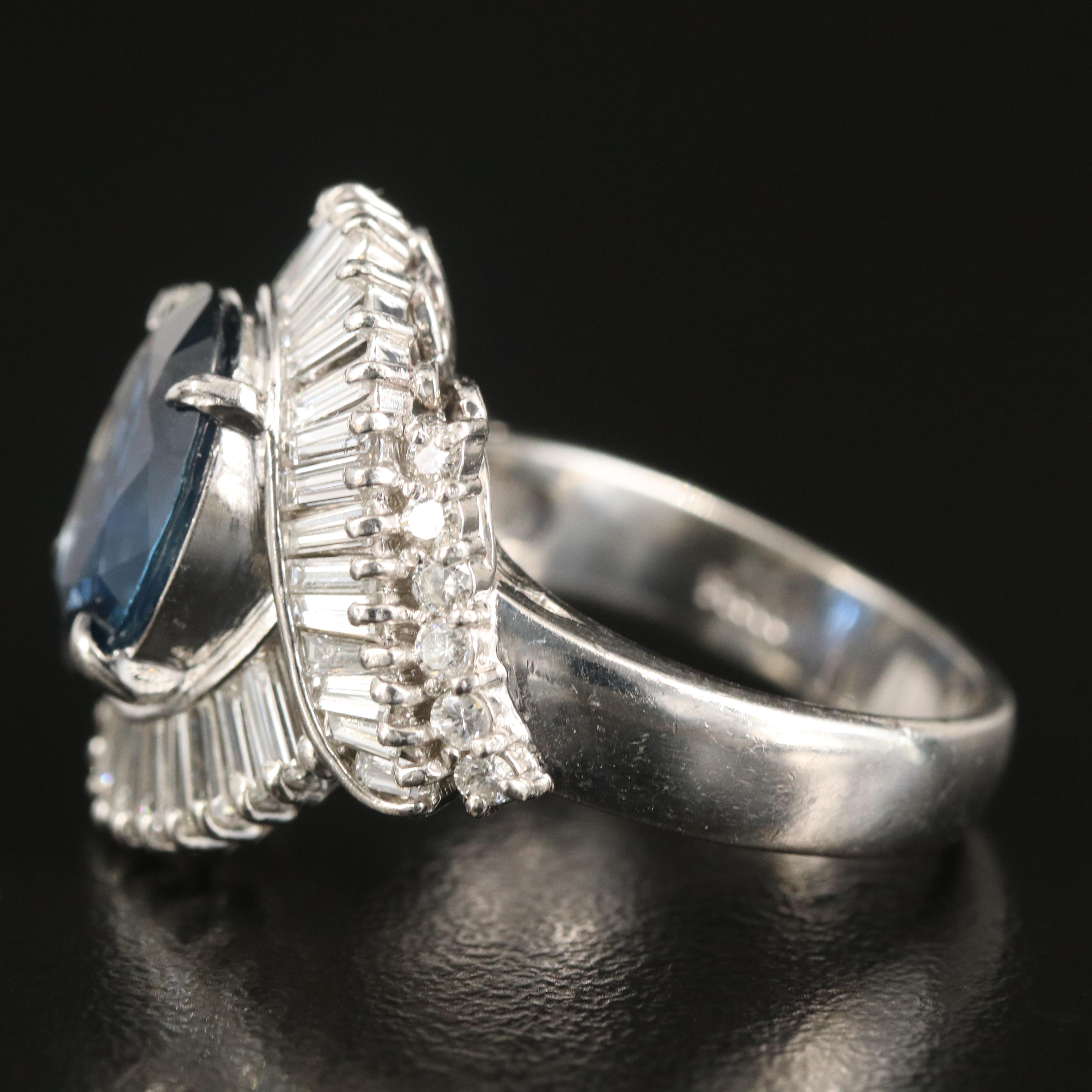 Vintage Platinum 4.08 CT Sapphire and 1.50 CTW Diamond Ring
