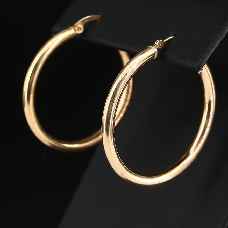 14K Single Hoop Earrings