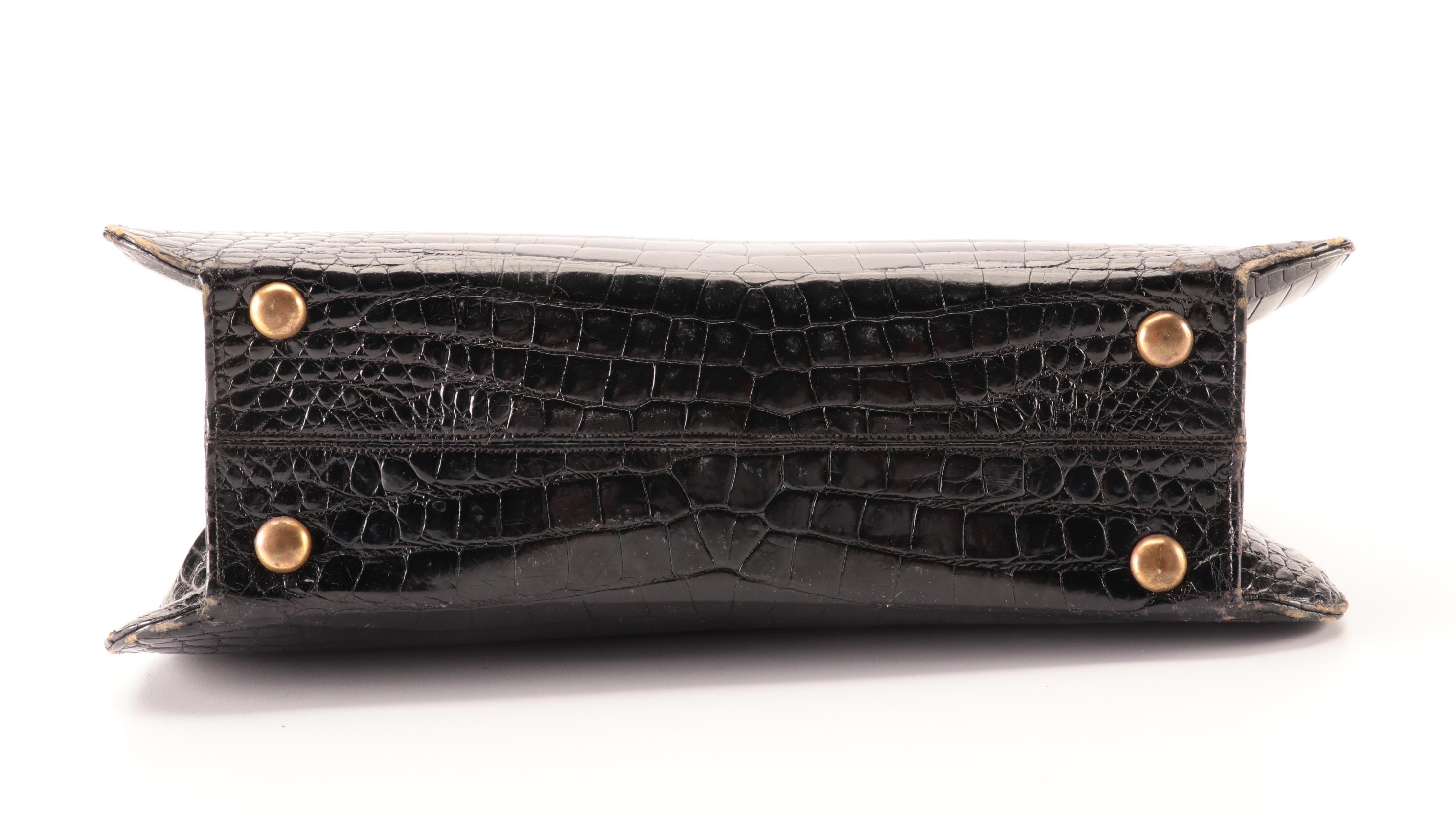 Rosenfeld Top-Handle Bag in Bombé Alligator Leather with Coin Pouch