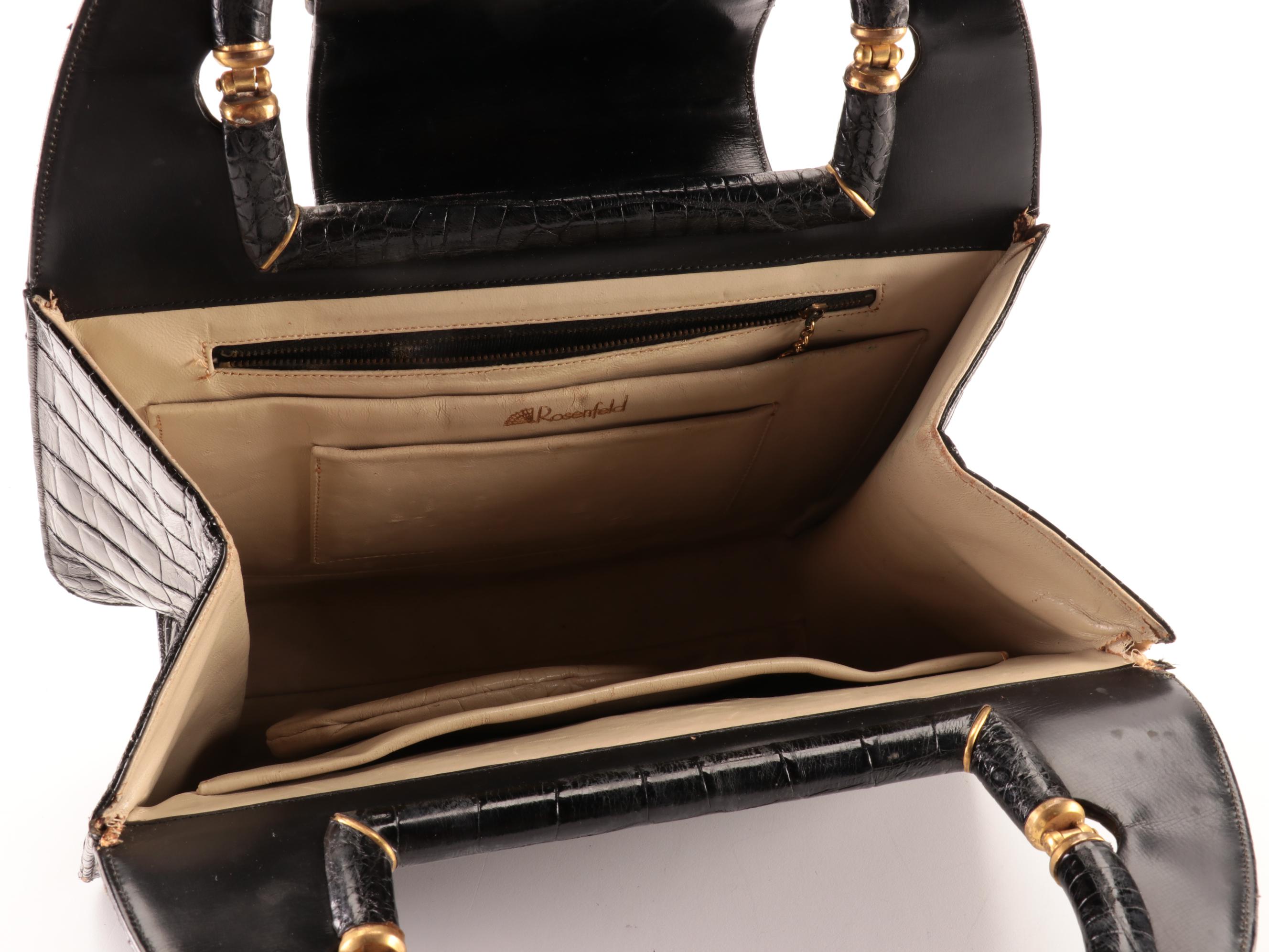 Rosenfeld Top-Handle Bag in Bombé Alligator Leather with Coin Pouch