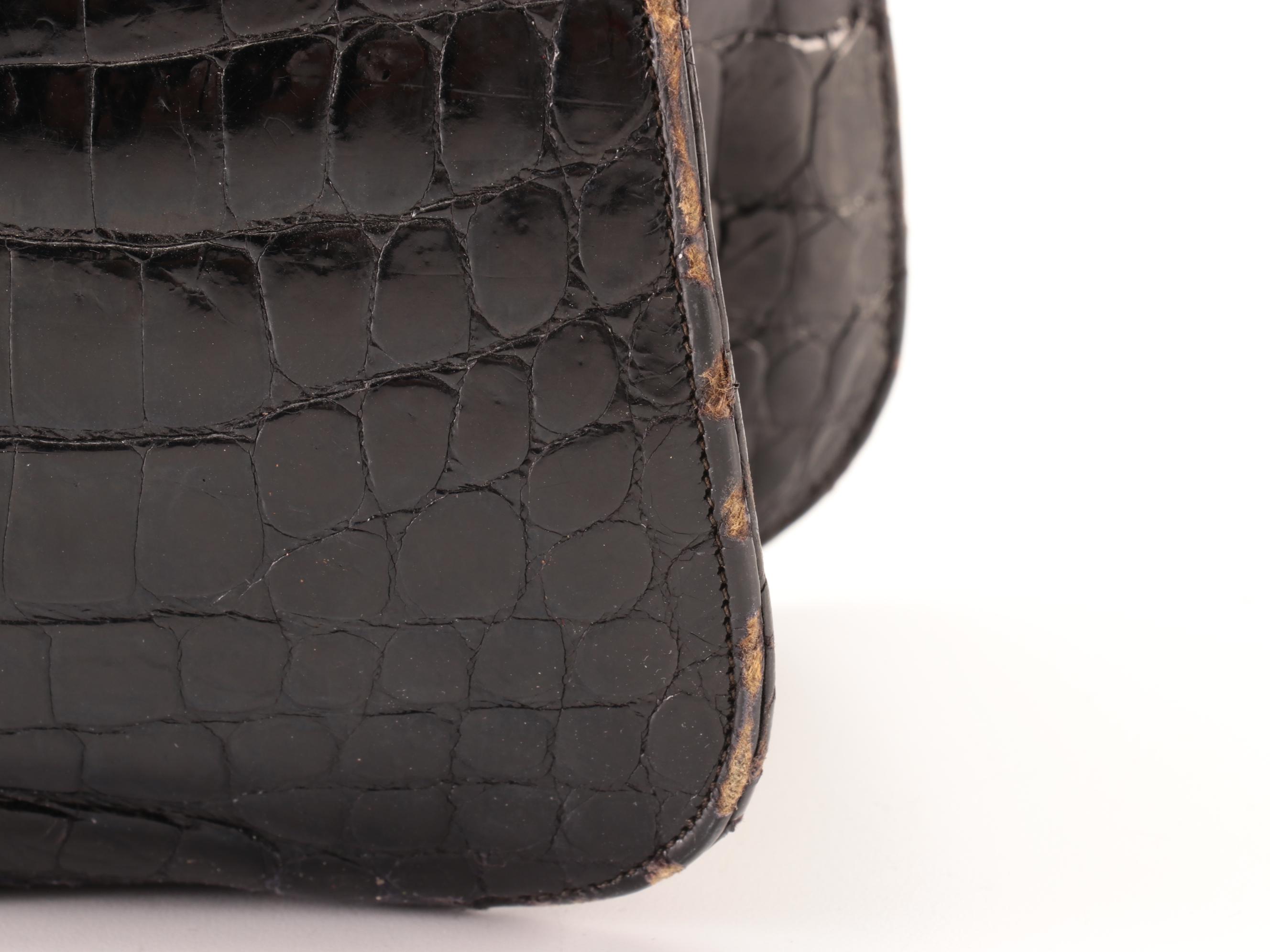 Rosenfeld Top-Handle Bag in Bombé Alligator Leather with Coin Pouch