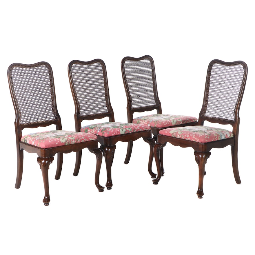Four Queen Anne Style Caned Side Chairs with Slip-Seats