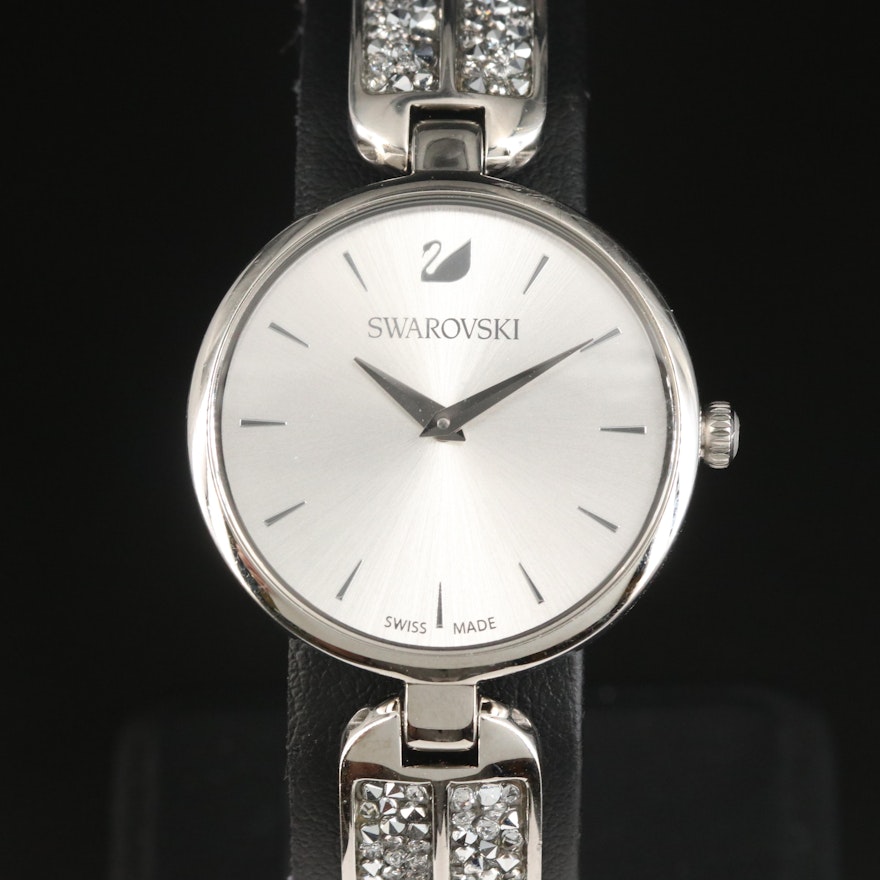 Swarovski Crystal Bracelet Stainless Steel Wristwatch