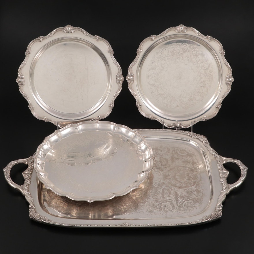 1847 Rogers "Heritage," Wilcox "Rochelle" and Webster-Wilcox Silver Plate Trays