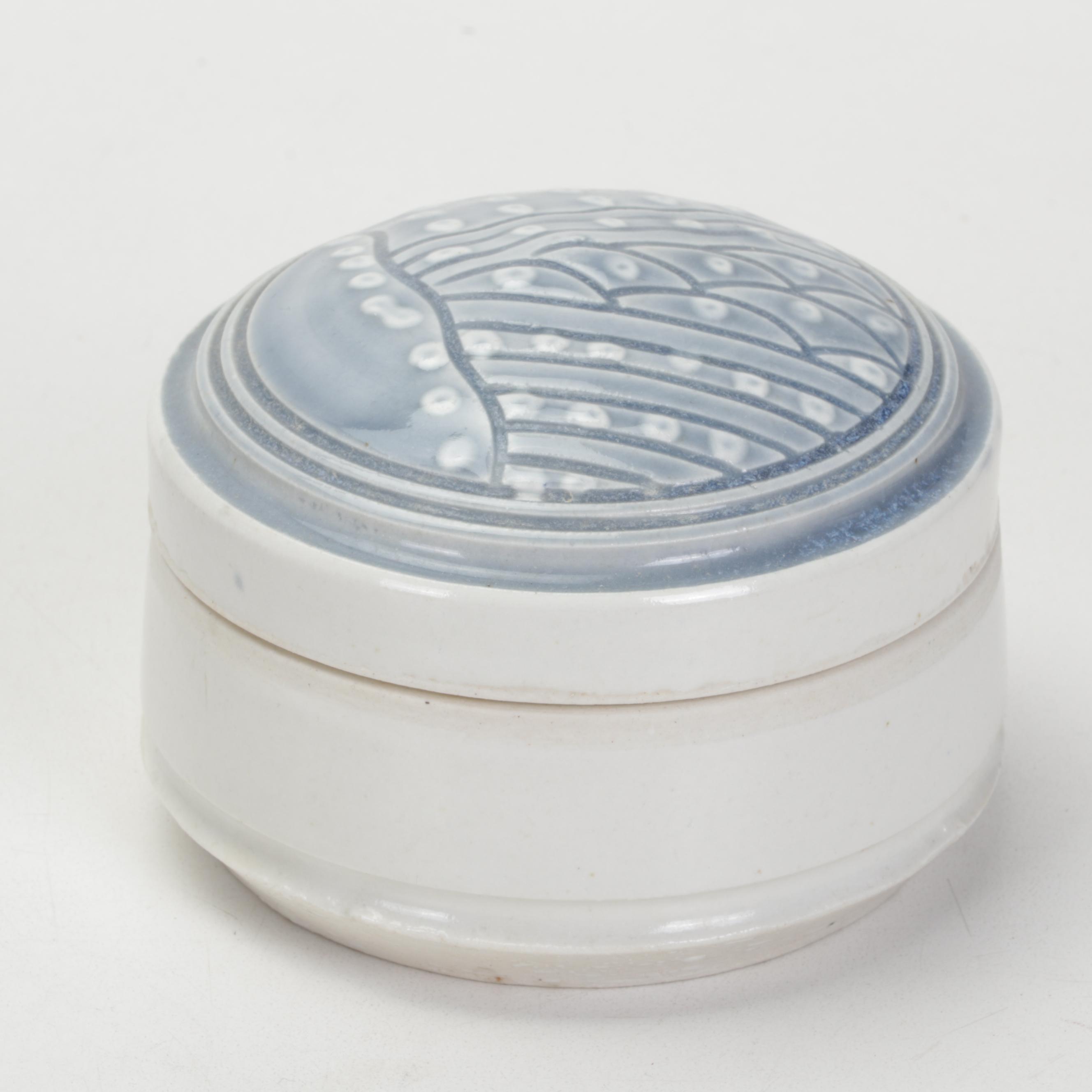 Glazed Art Pottery Vase, Lidded Bowl, and Decorative Plate