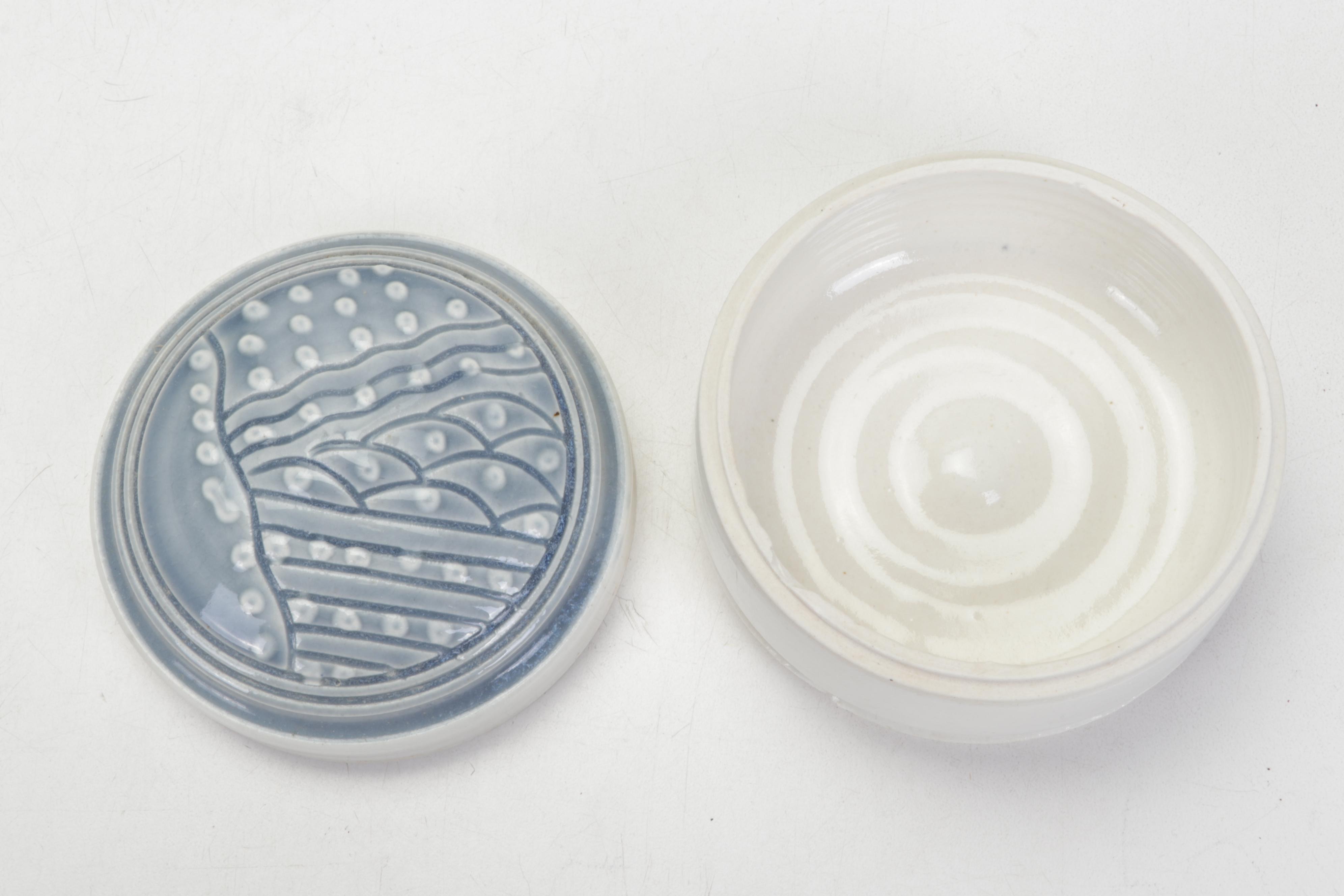 Glazed Art Pottery Vase, Lidded Bowl, and Decorative Plate