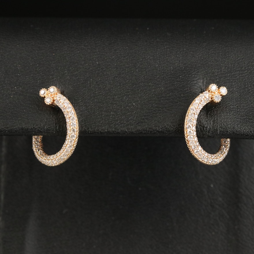 Judith Ripka 14K 0.59 CTW Pavé Diamond Hoop Earrings