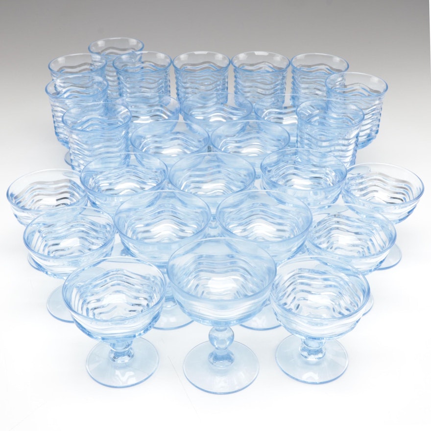 Duncan & Miller "Caribbean Light Blue" Water Goblets and Sherbets, 1936–1940