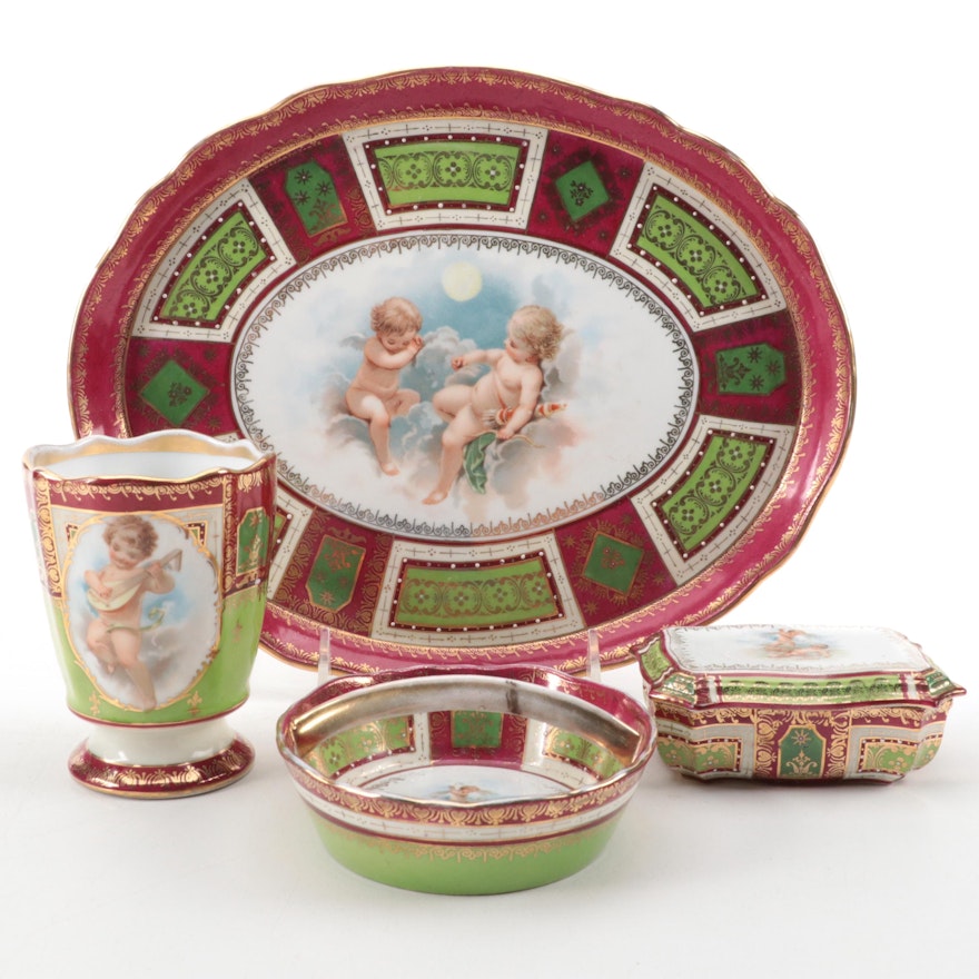 Ackermann and Fritze Royal Vienna Style Porcelain Vanity Set, Early-Mid 20th C.