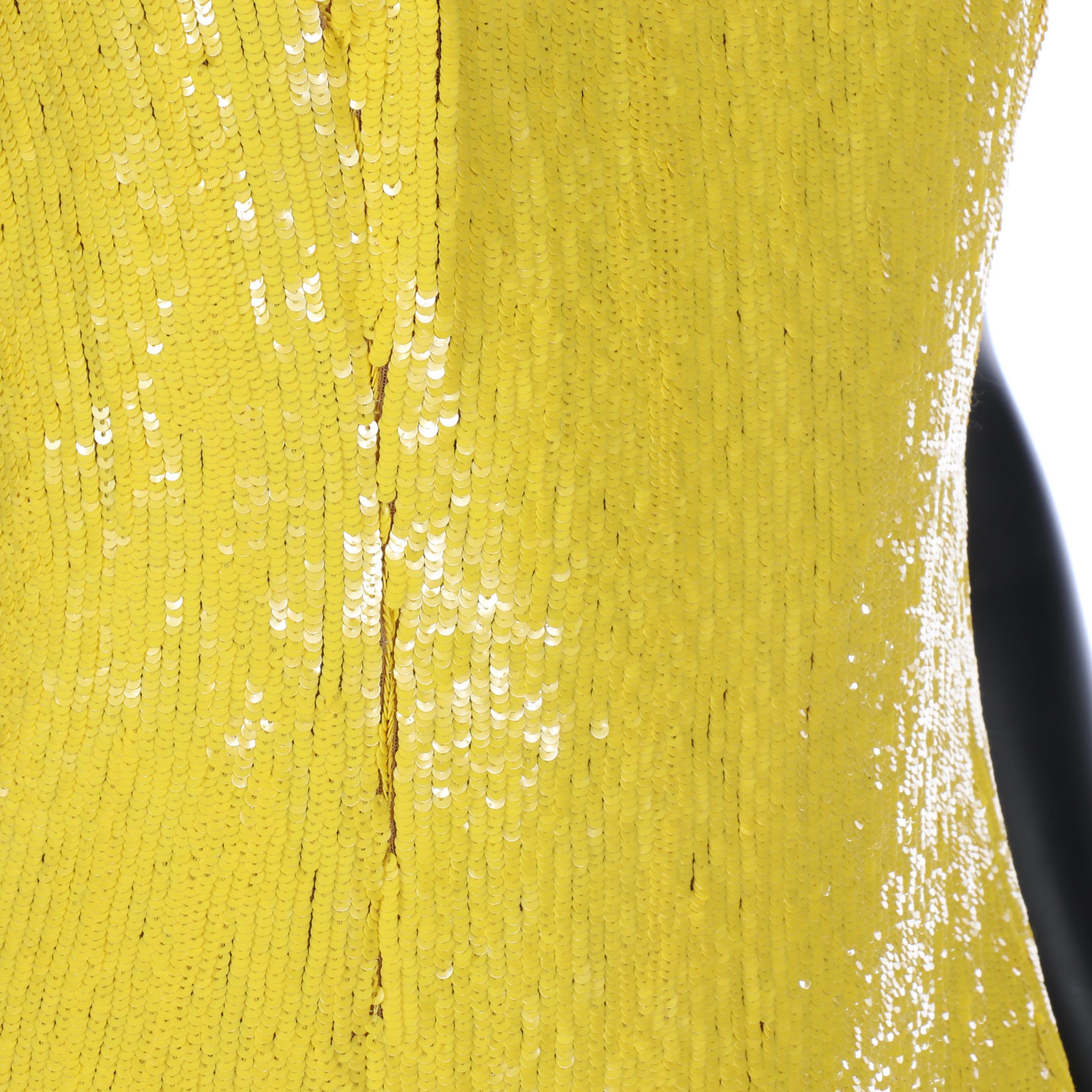 Michael Kors Yellow Sequin Column Gown Worn by Viola Davis, 2017 Golden Globes.