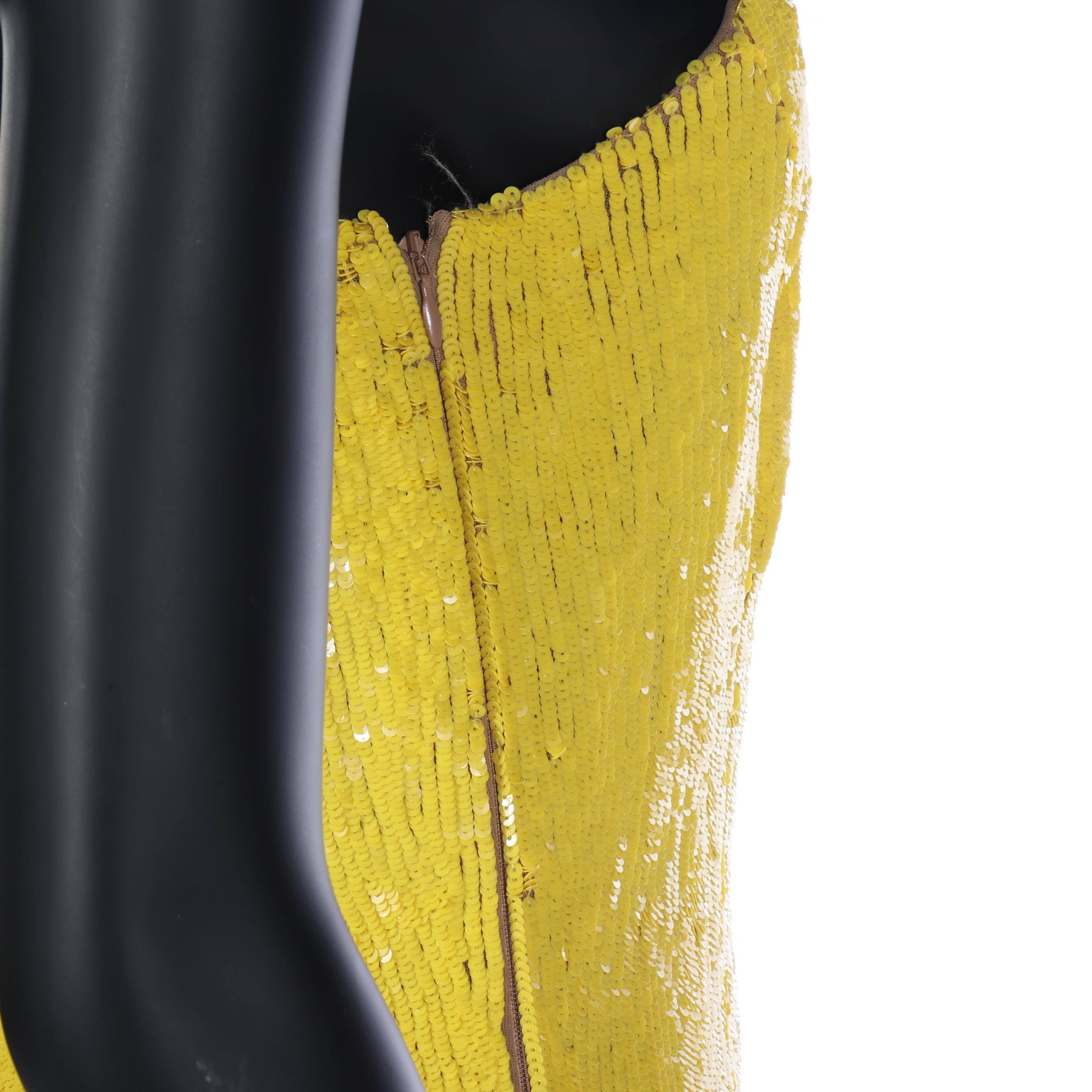 Michael Kors Yellow Sequin Column Gown Worn by Viola Davis, 2017 Golden Globes.