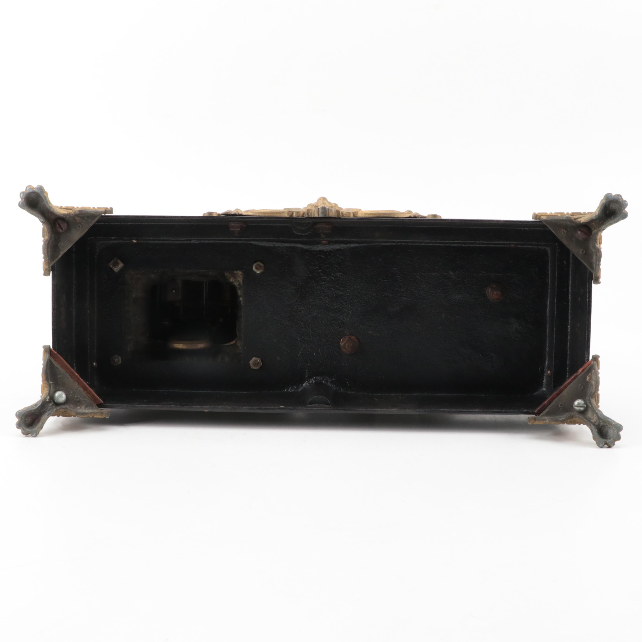 Waterbury Clock Co. Enameled Iron and Gilt Metal Figural Mantel Clock