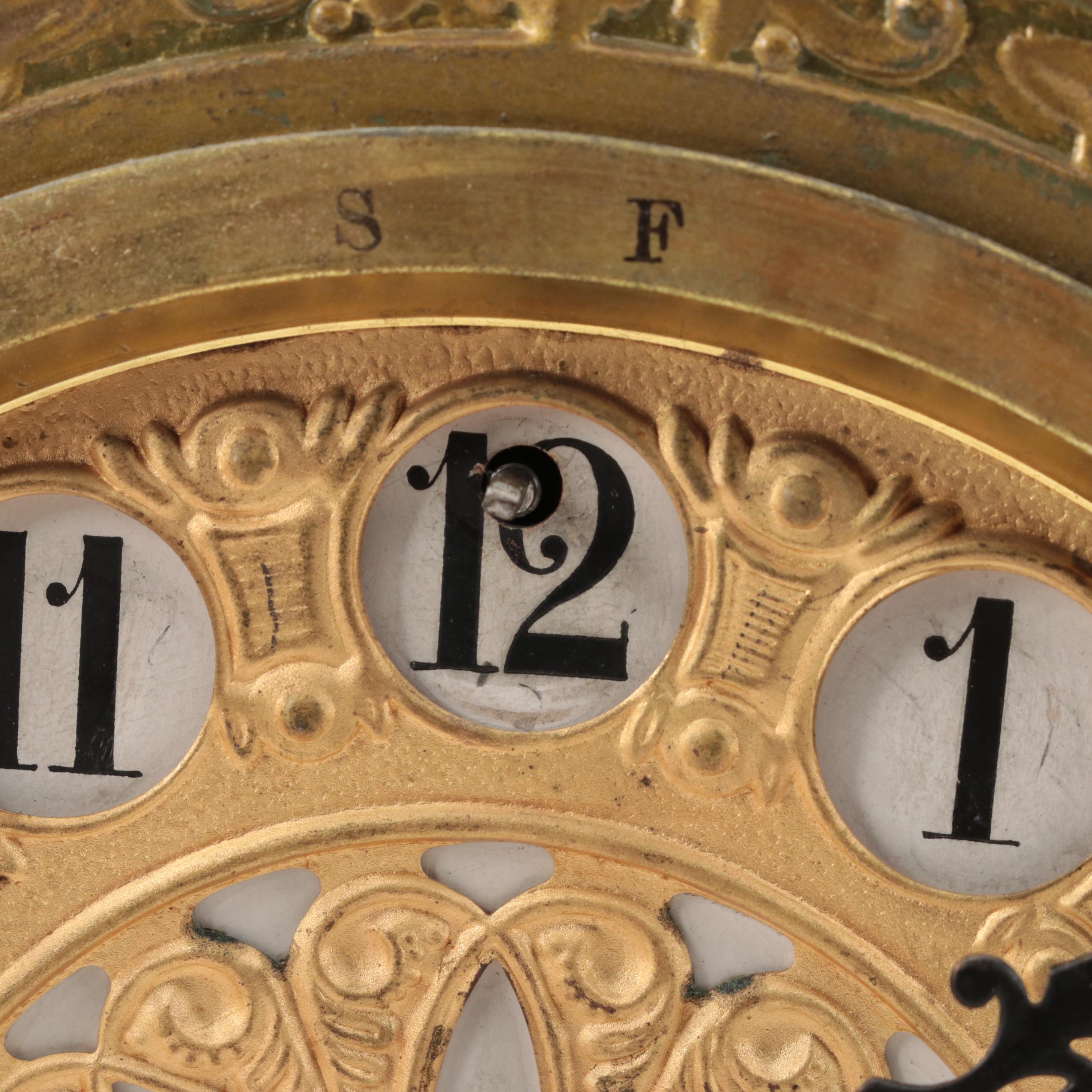 Waterbury Clock Co. Enameled Iron and Gilt Metal Figural Mantel Clock