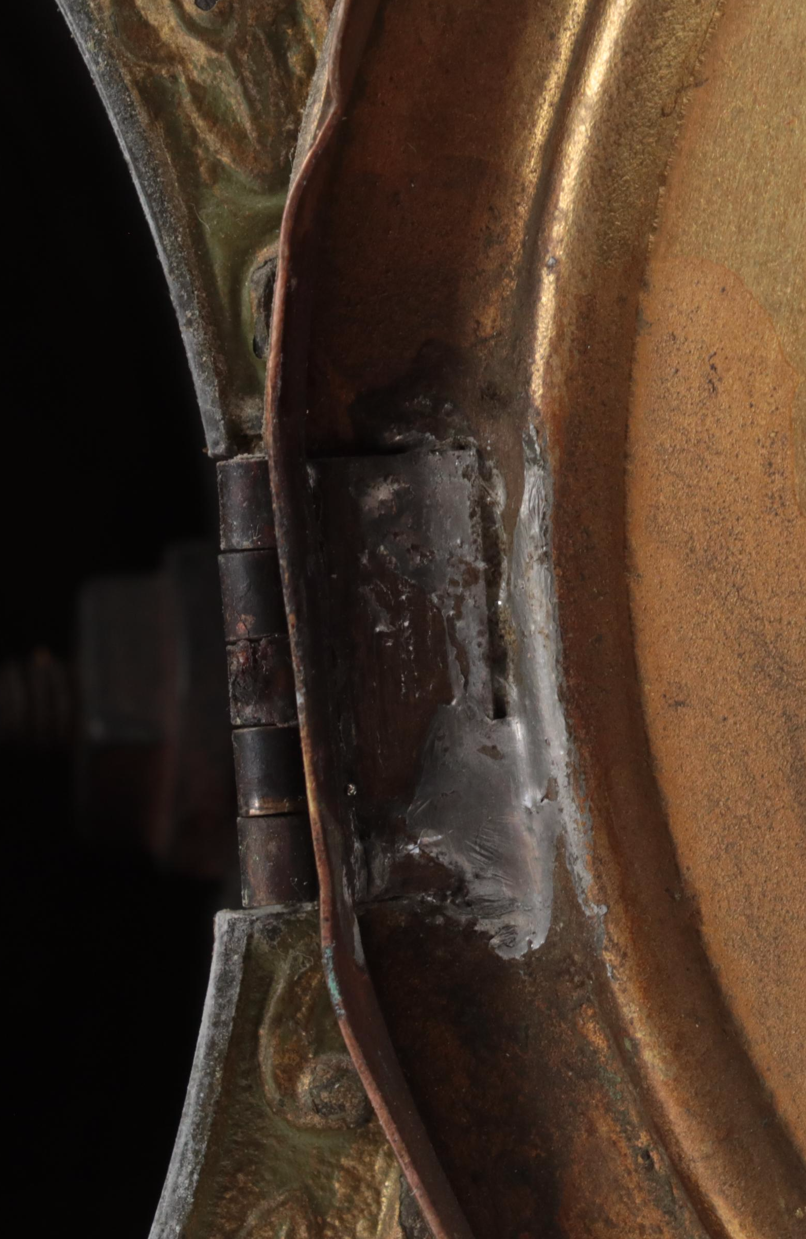 Waterbury Clock Co. Enameled Iron and Gilt Metal Figural Mantel Clock