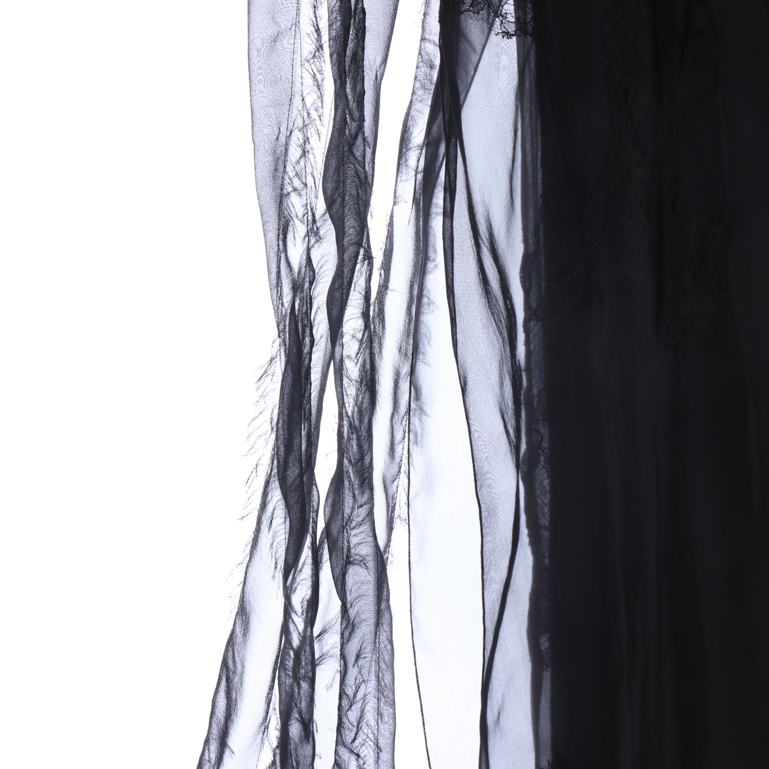 Valentino Black Slip Dress with Sheer Lace Detailed Overlay, Fall/Winter 2021