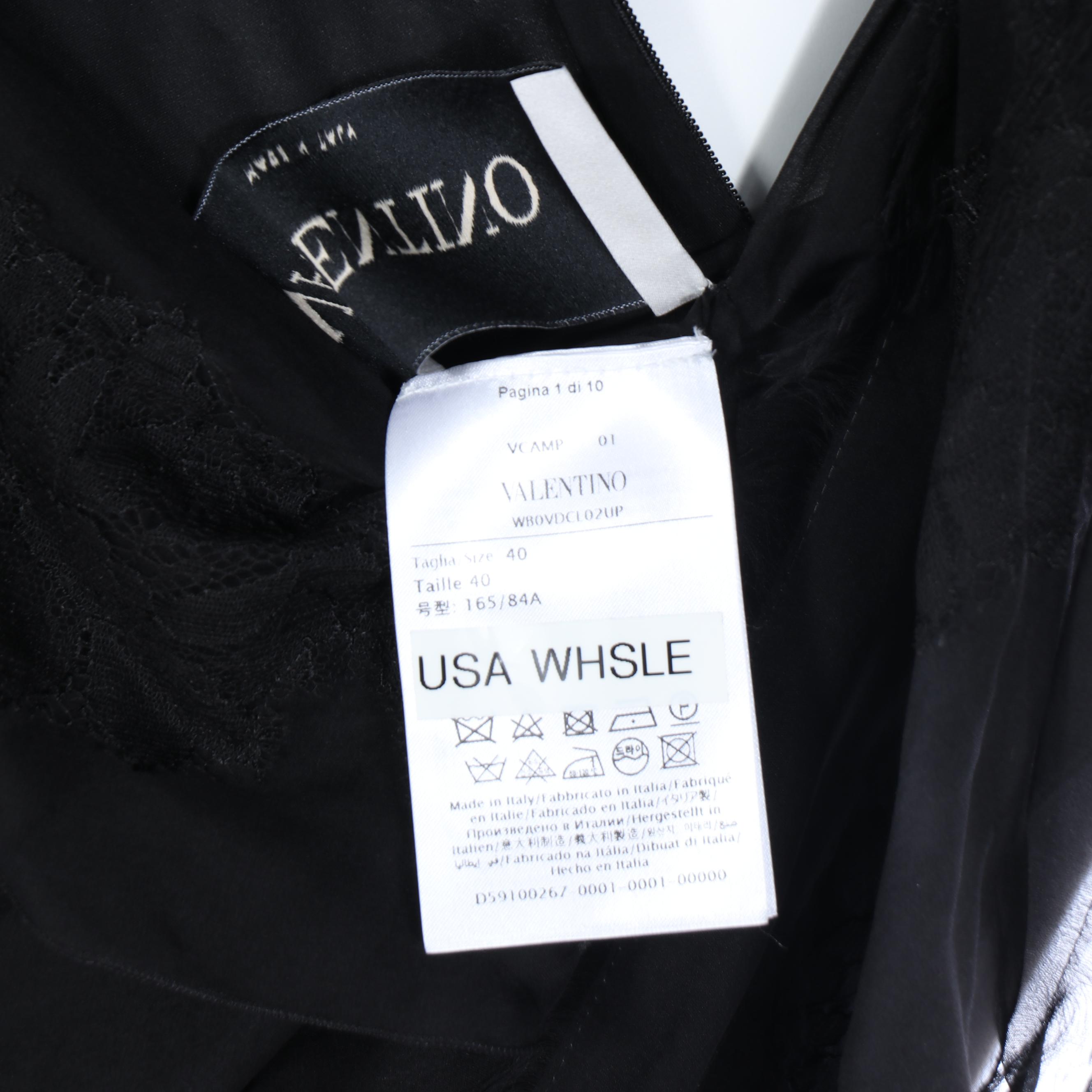 Valentino Black Slip Dress with Sheer Lace Detailed Overlay, Fall/Winter 2021