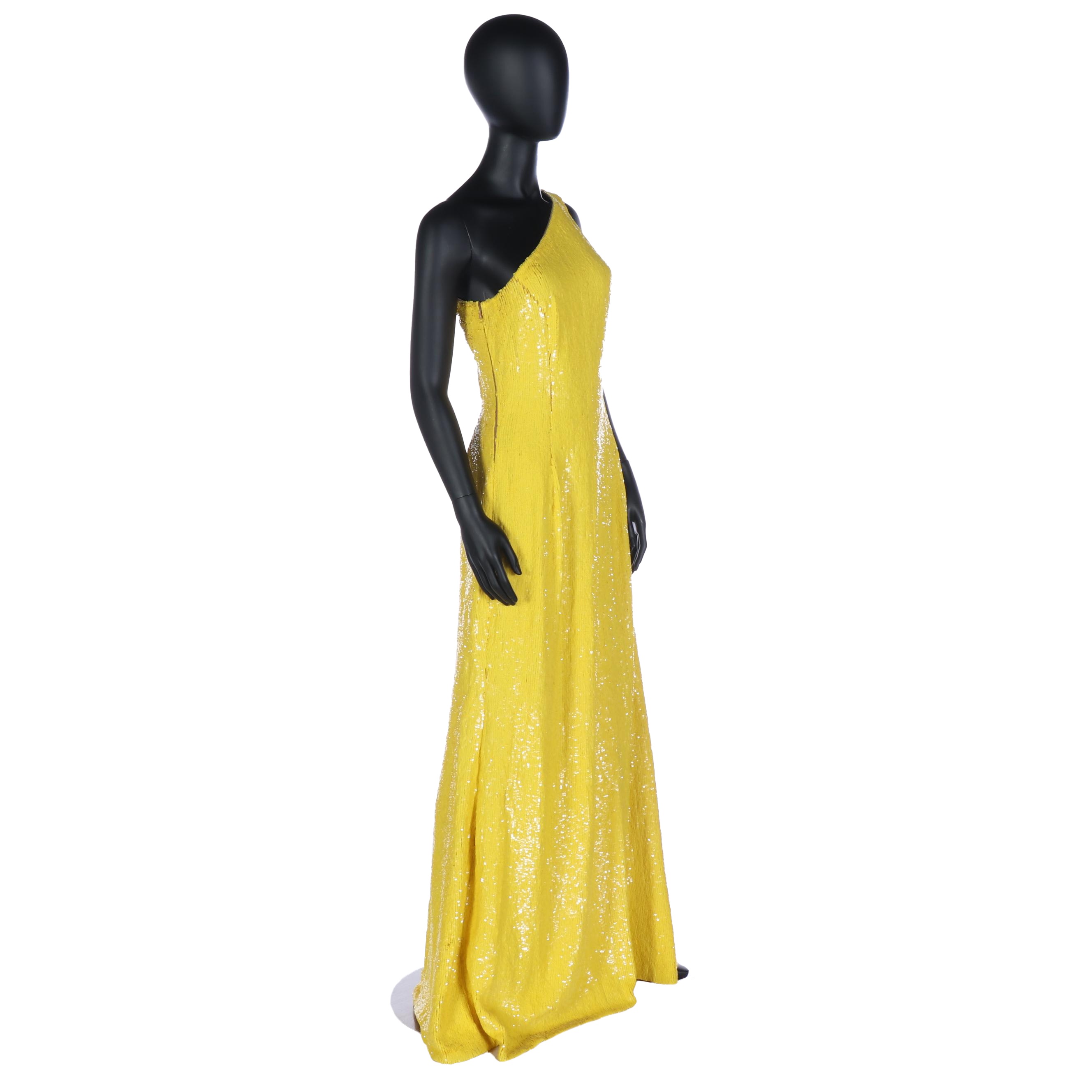 Michael Kors Yellow Sequin Column Gown Worn by Viola Davis, 2017 Golden Globes.