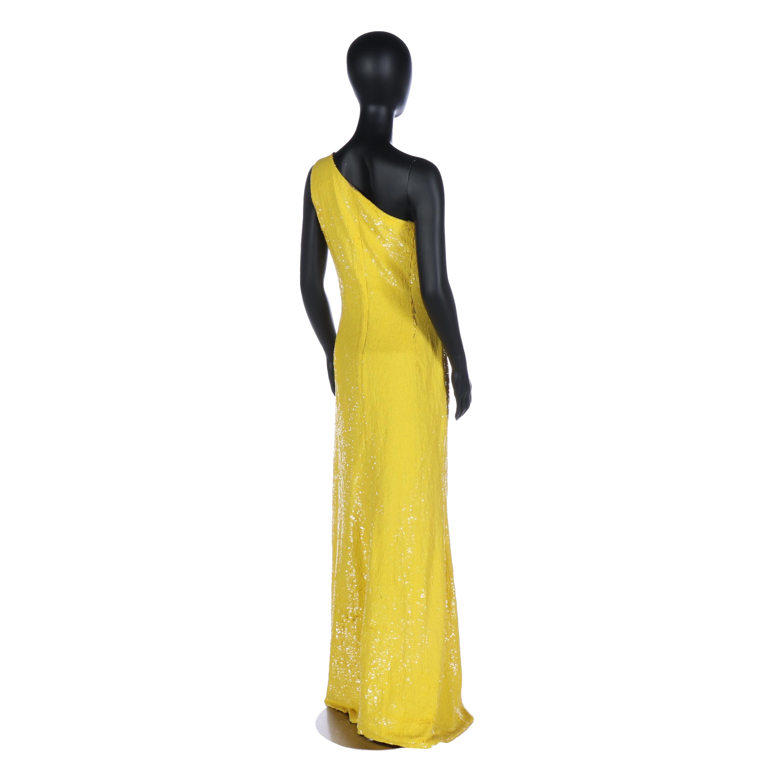 Michael Kors Yellow Sequin Column Gown Worn by Viola Davis, 2017 Golden Globes.