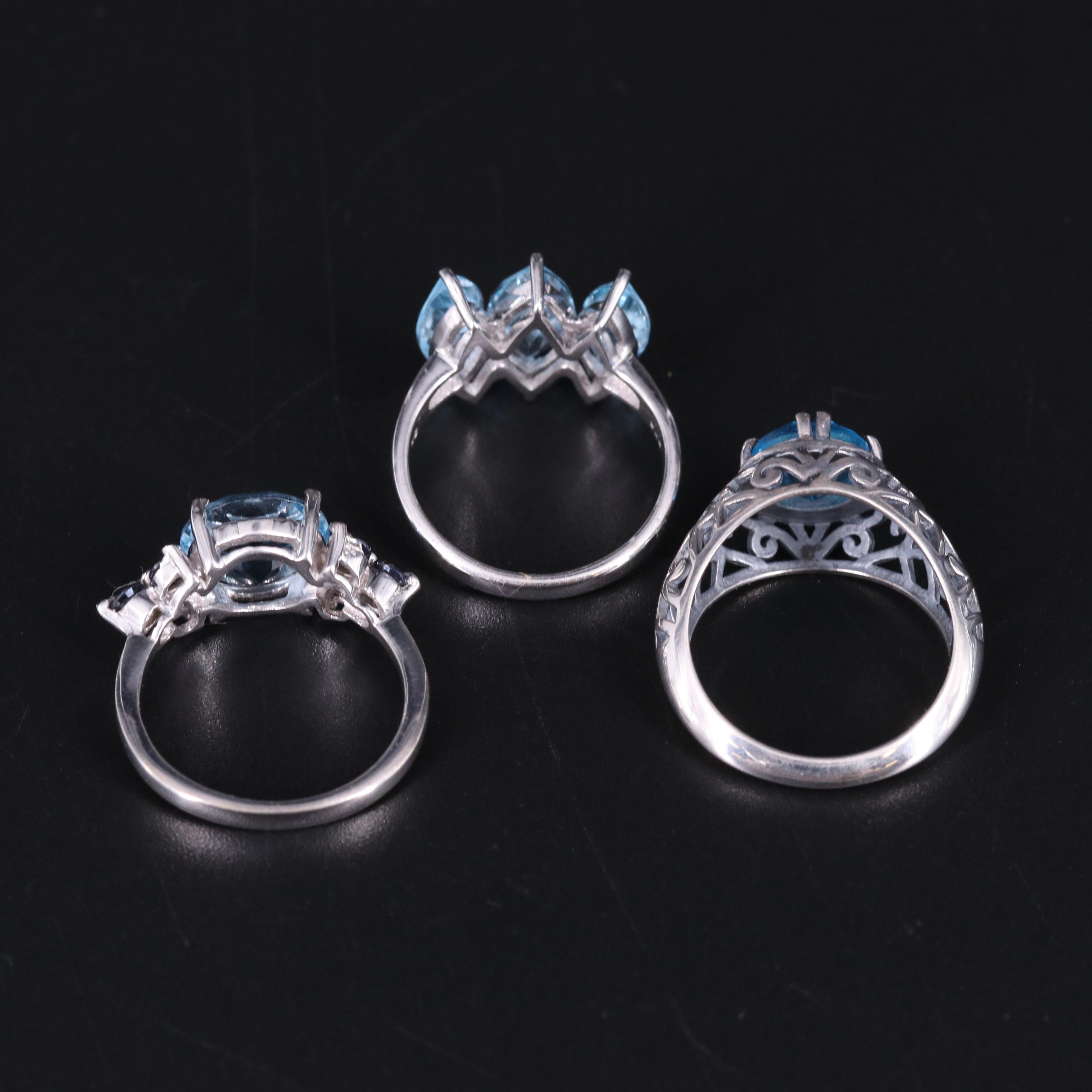 Sterling Silver Ring Trio Including Gemstones