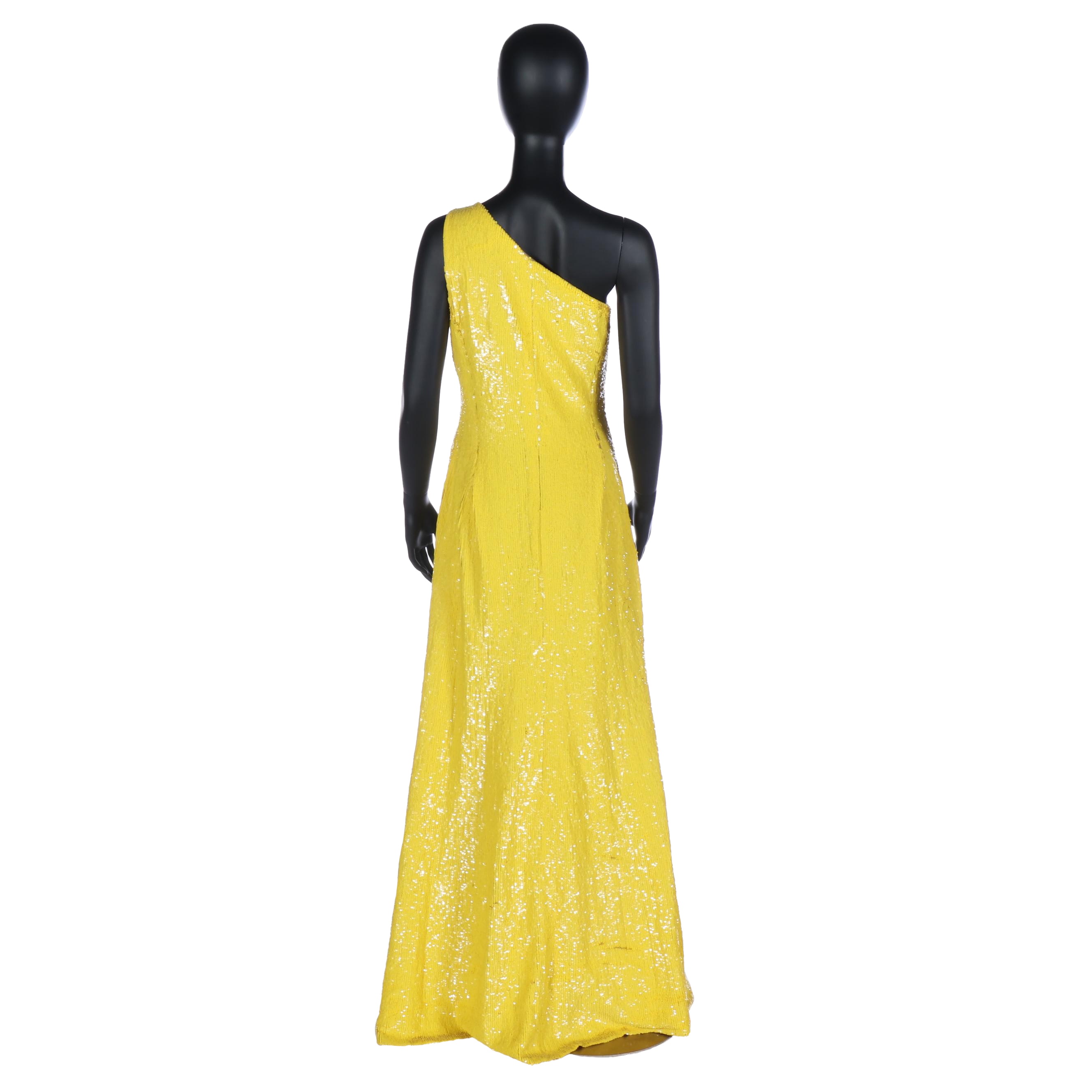 Michael Kors Yellow Sequin Column Gown Worn by Viola Davis, 2017 Golden Globes.