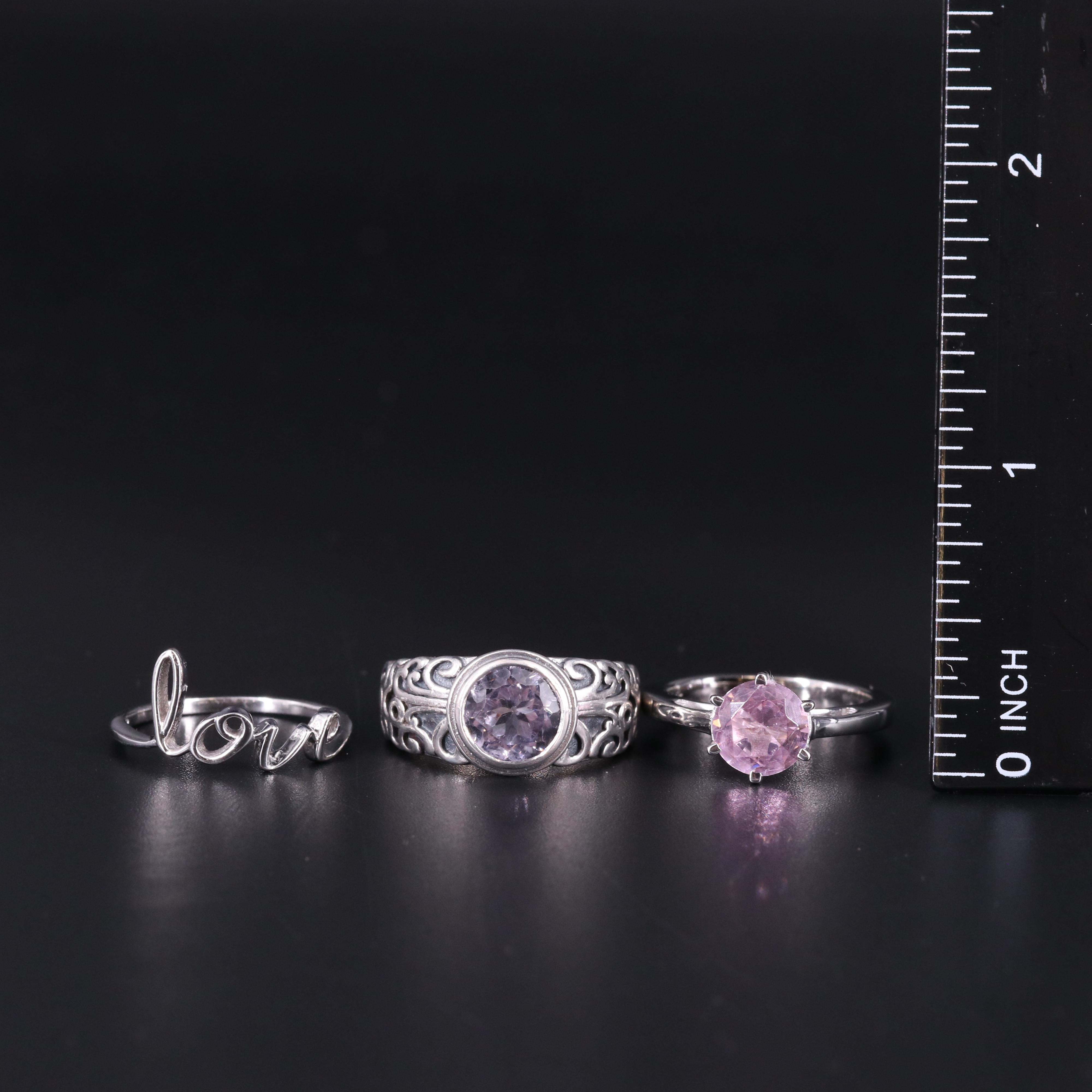 Sterling Silver Ring Collection Including Gemstones