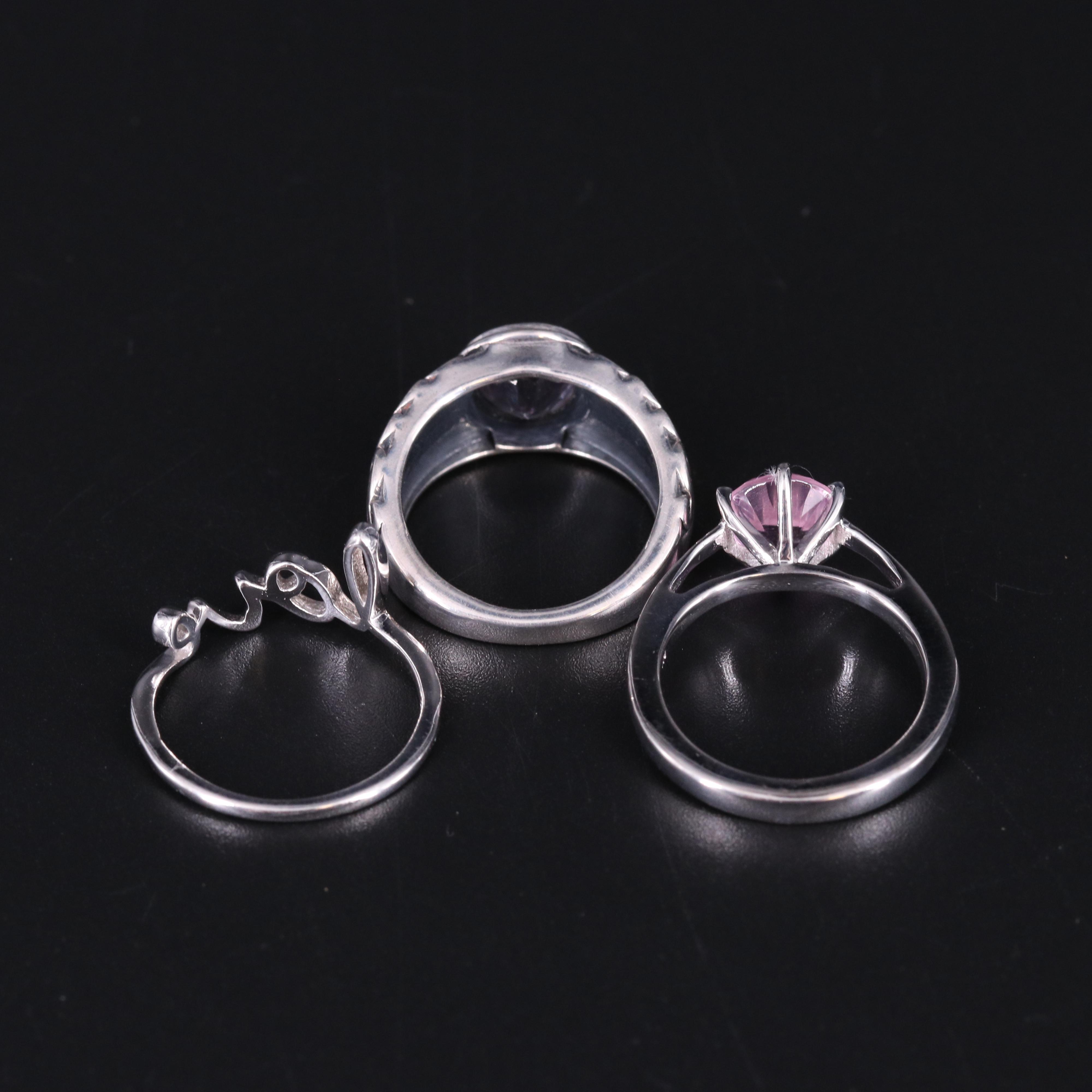 Sterling Silver Ring Collection Including Gemstones