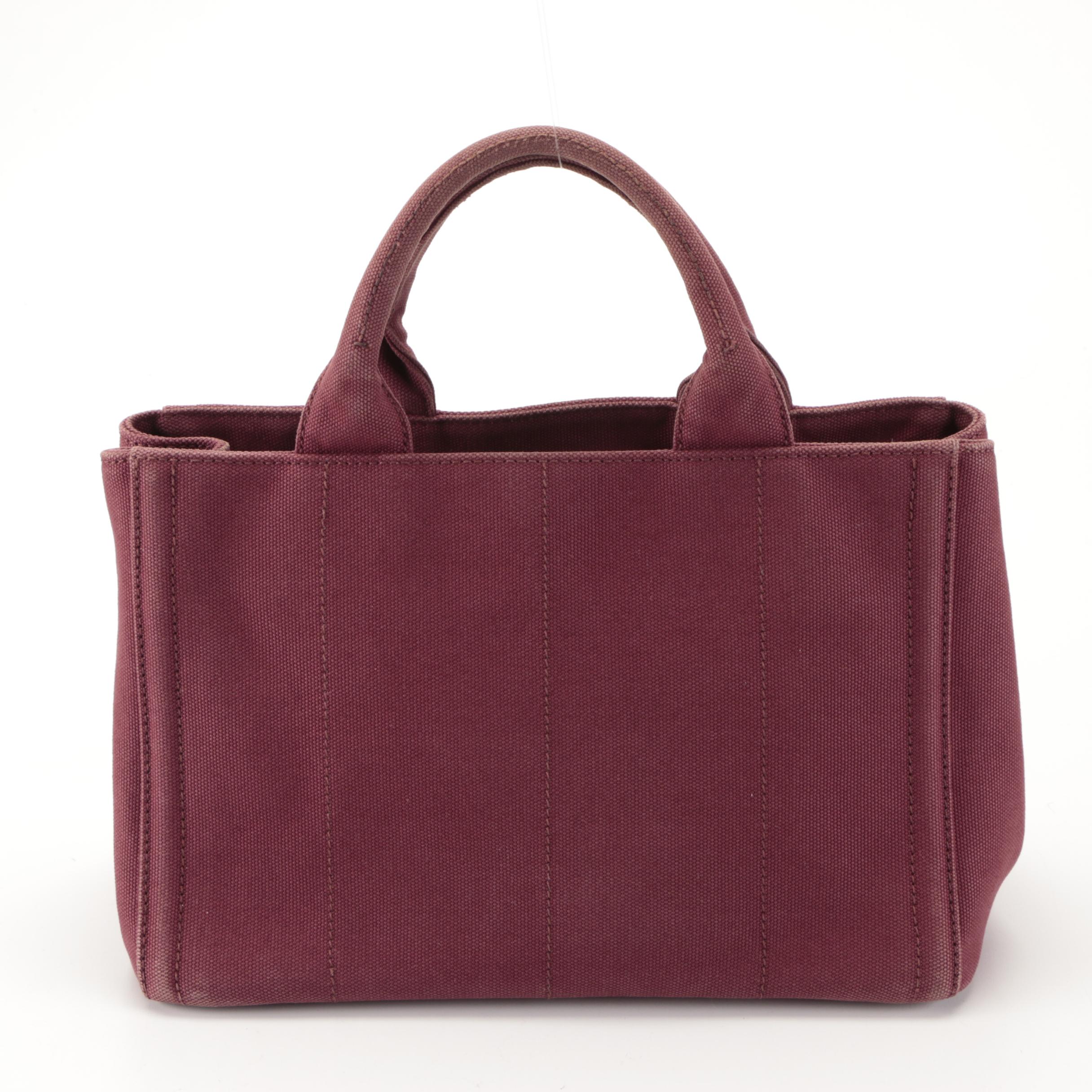 Prada Canapa Two-Way Tote in Embellished Amaranto Canvas