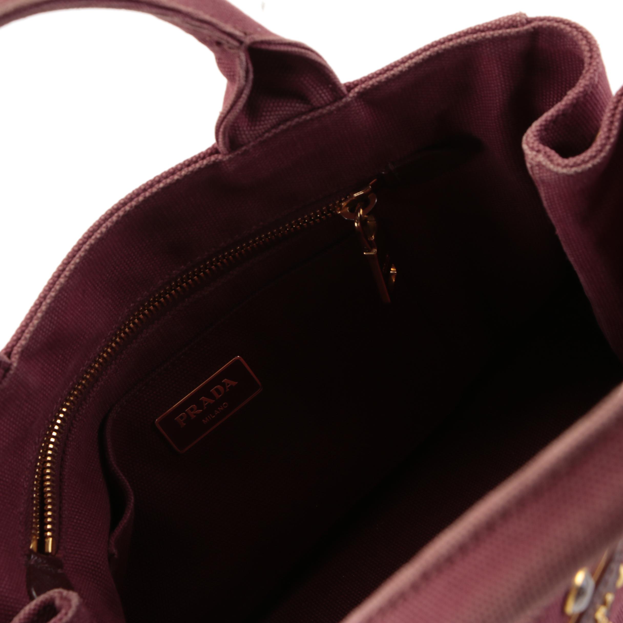 Prada Canapa Two-Way Tote in Embellished Amaranto Canvas