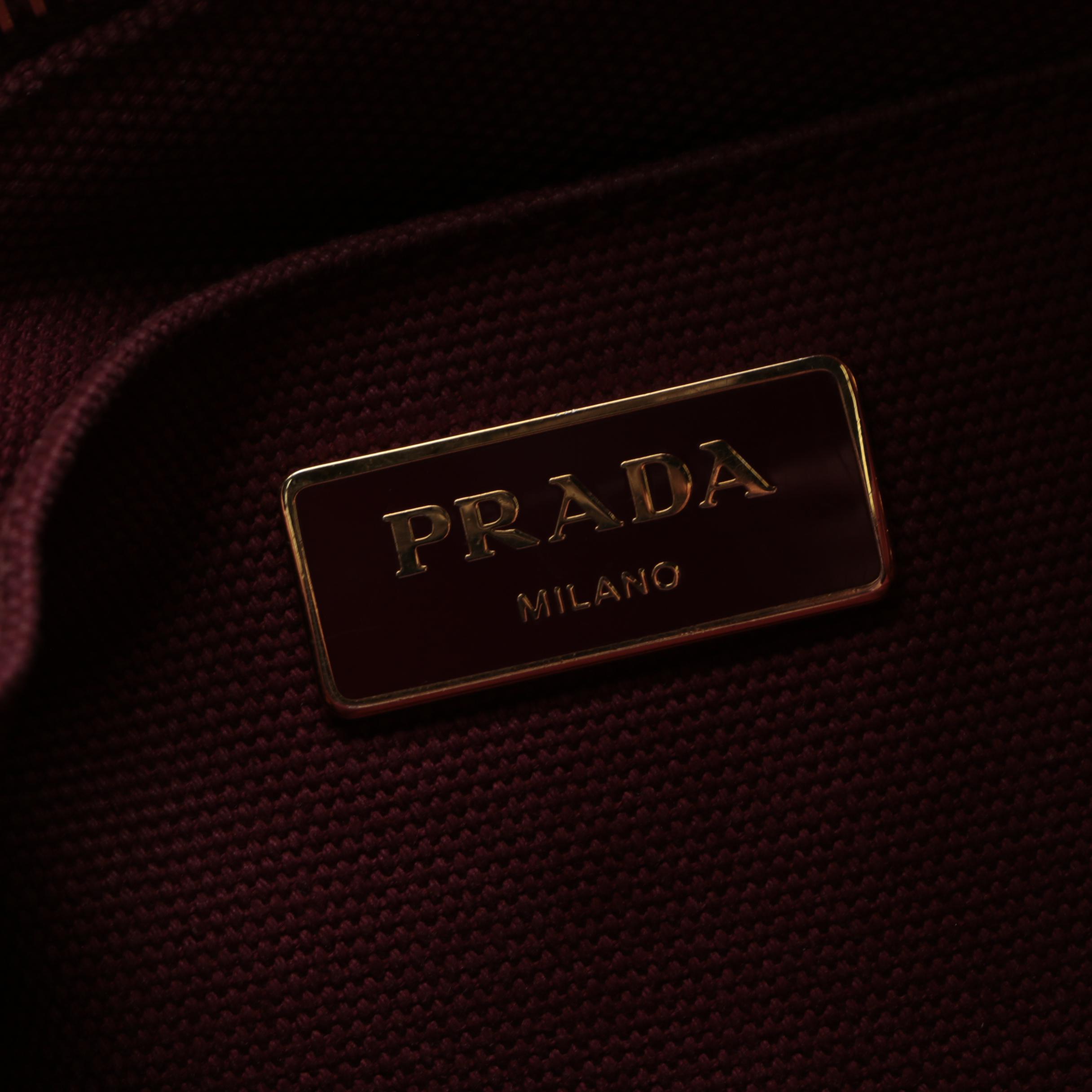 Prada Canapa Two-Way Tote in Embellished Amaranto Canvas