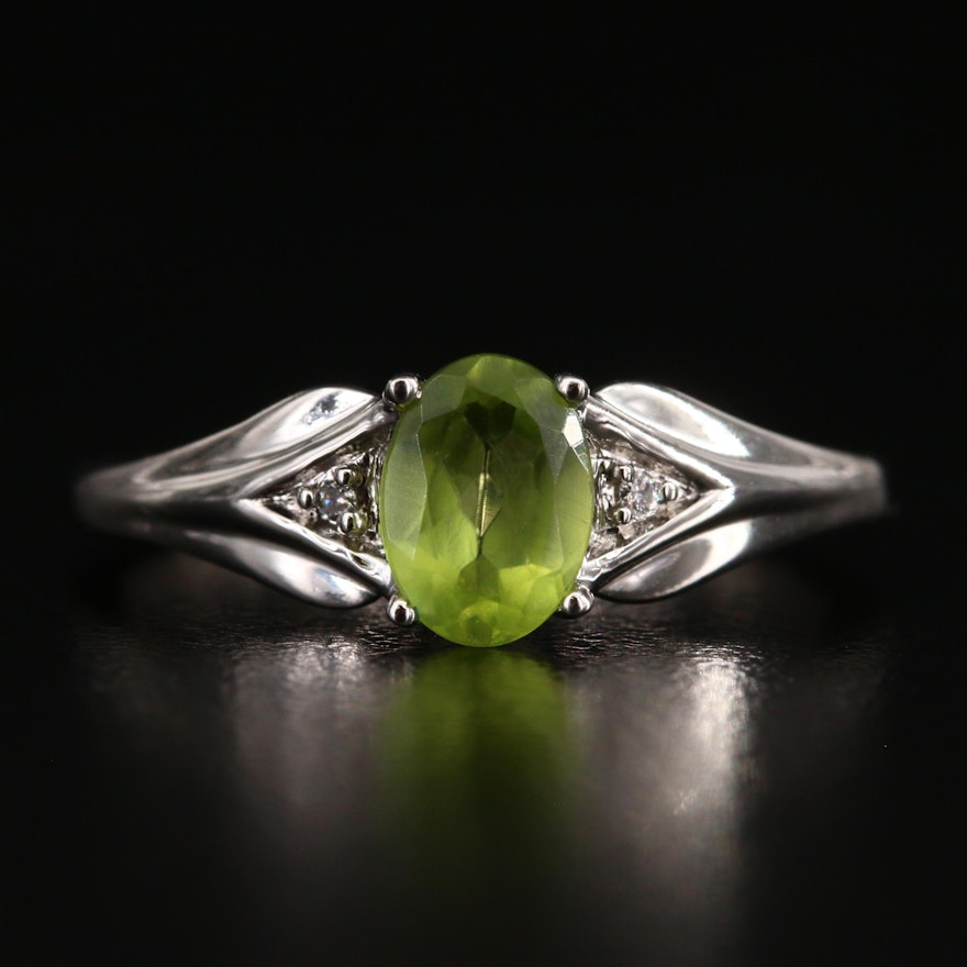 10K Peridot and Diamond Ring