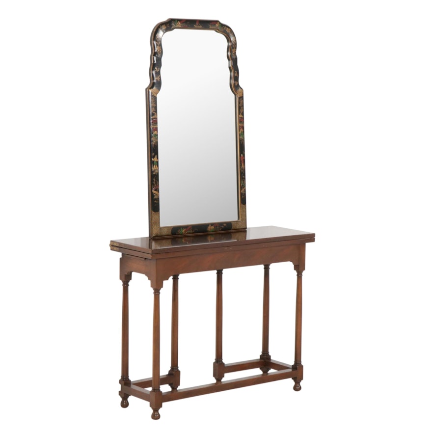 Friedman Brothers Decorative Arts Mirror with Kittinger Mahogany Gate-Leg Table