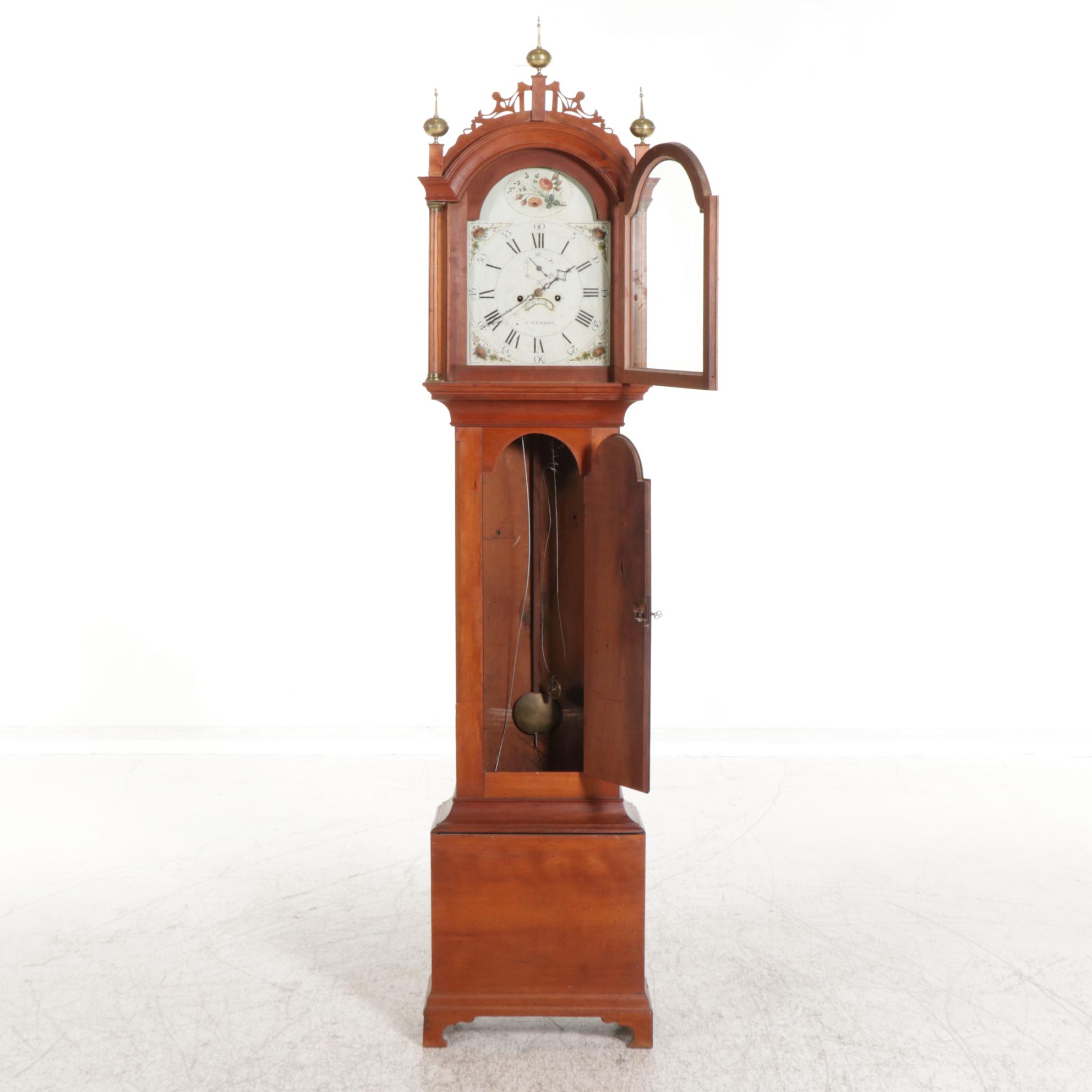 James Perrigo, Jr. Carved Cherry Tall Case Clock, Late 18th/ Early 19th Century
