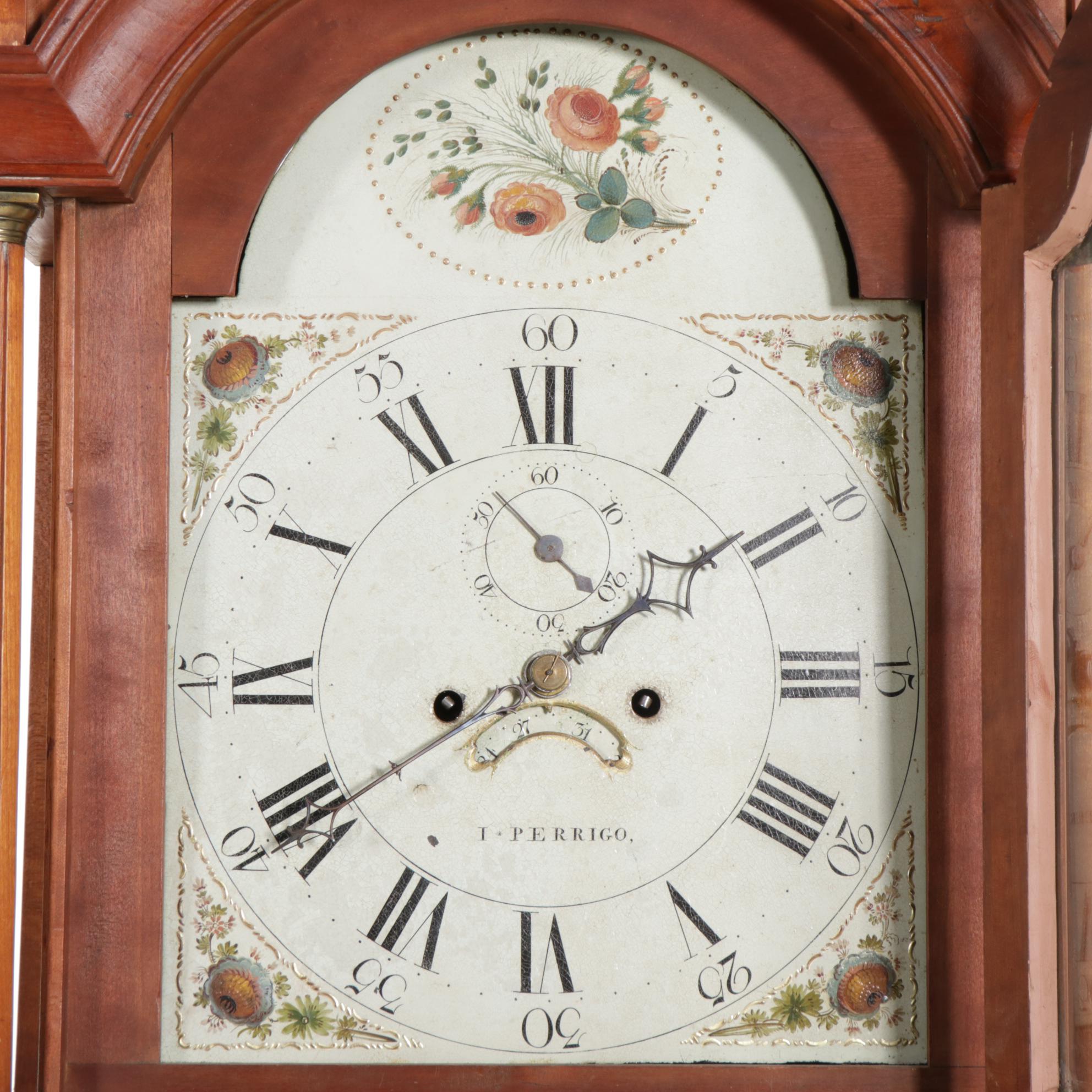 James Perrigo, Jr. Carved Cherry Tall Case Clock, Late 18th/ Early 19th Century