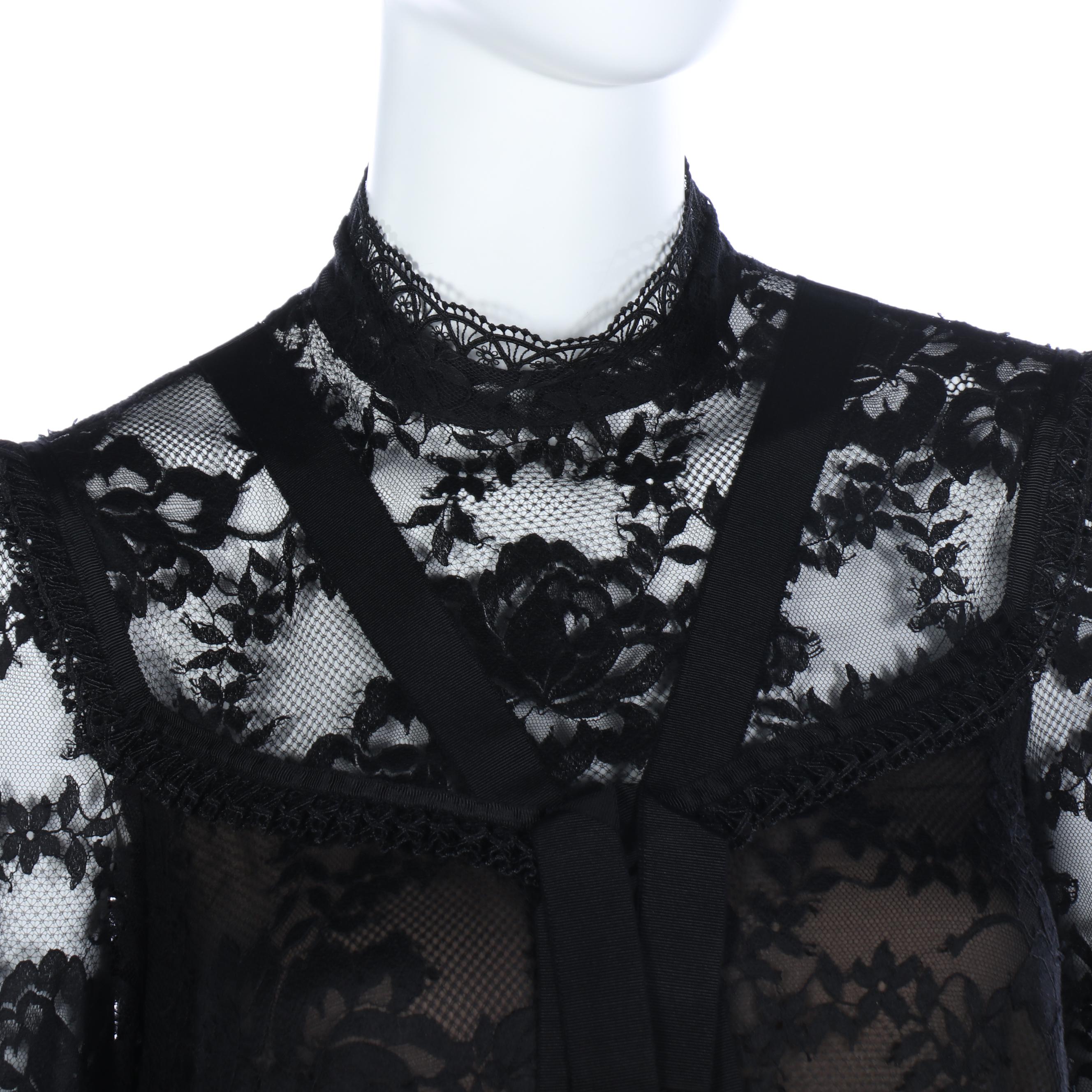 Erdem Black Lace Long Sleeve Dress, Worn by Selma Blair to Erdem x H&M 2017