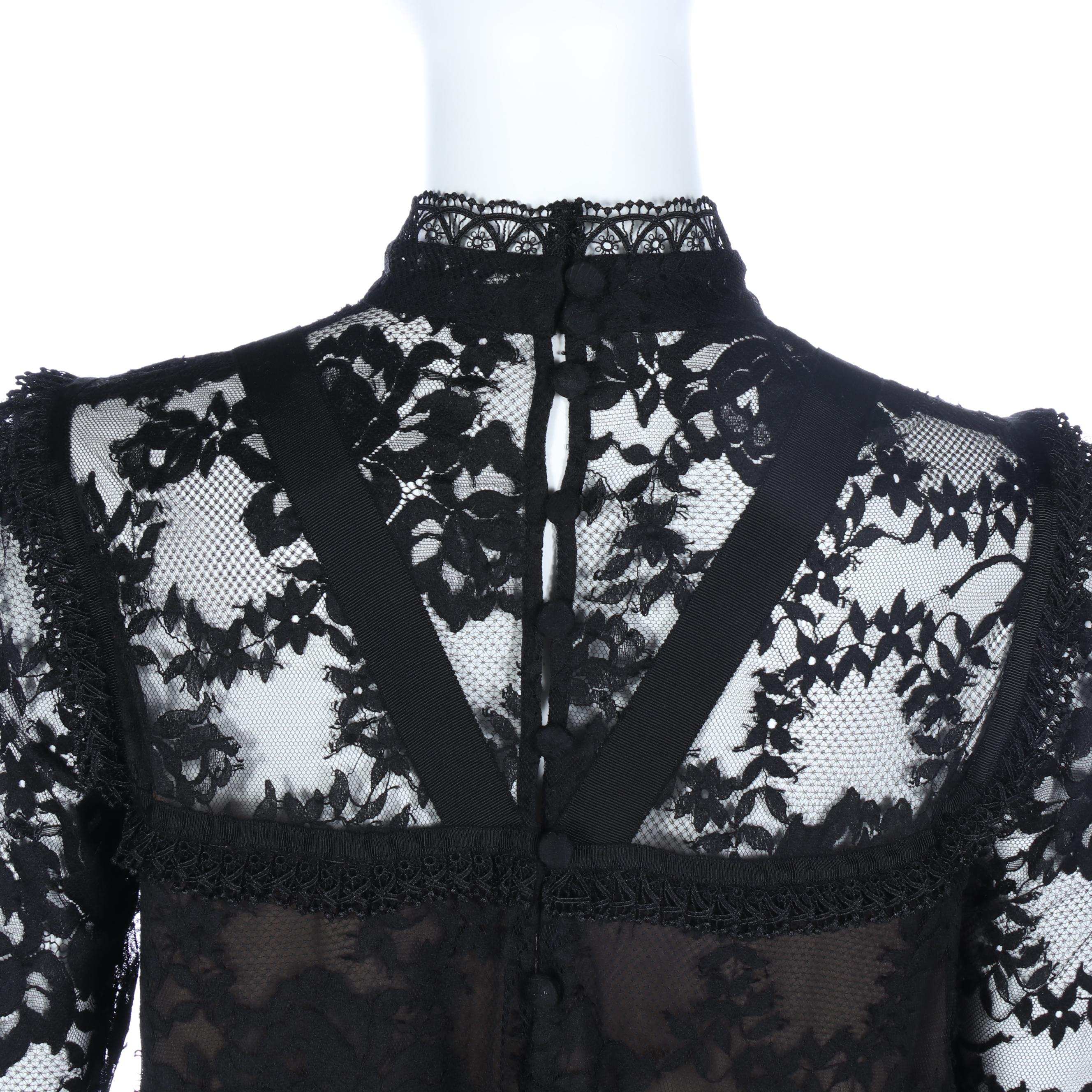 Erdem Black Lace Long Sleeve Dress, Worn by Selma Blair to Erdem x H&M 2017