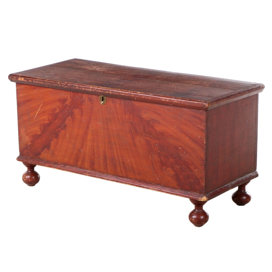 American Grained-Painted Pine Blanket Chest, Early 19th Century