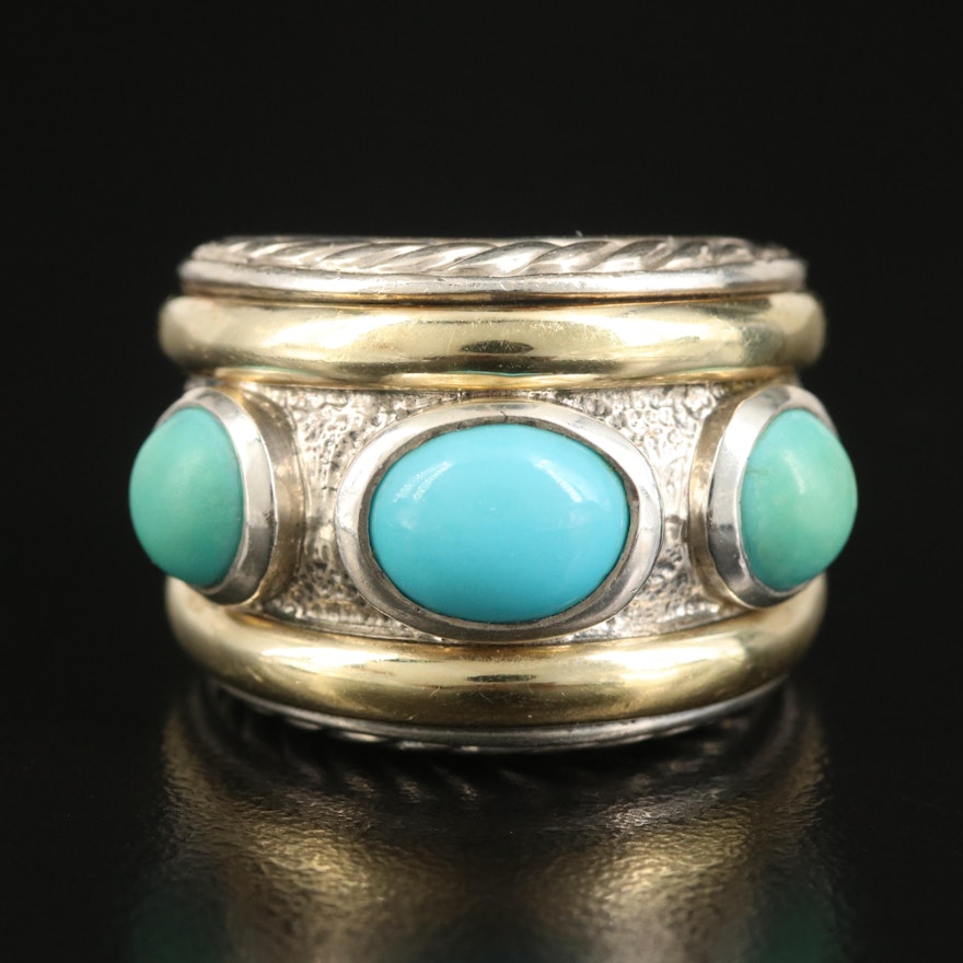 David Yurman "Renaissance" Sterling Turquoise Ring with 18K Accent