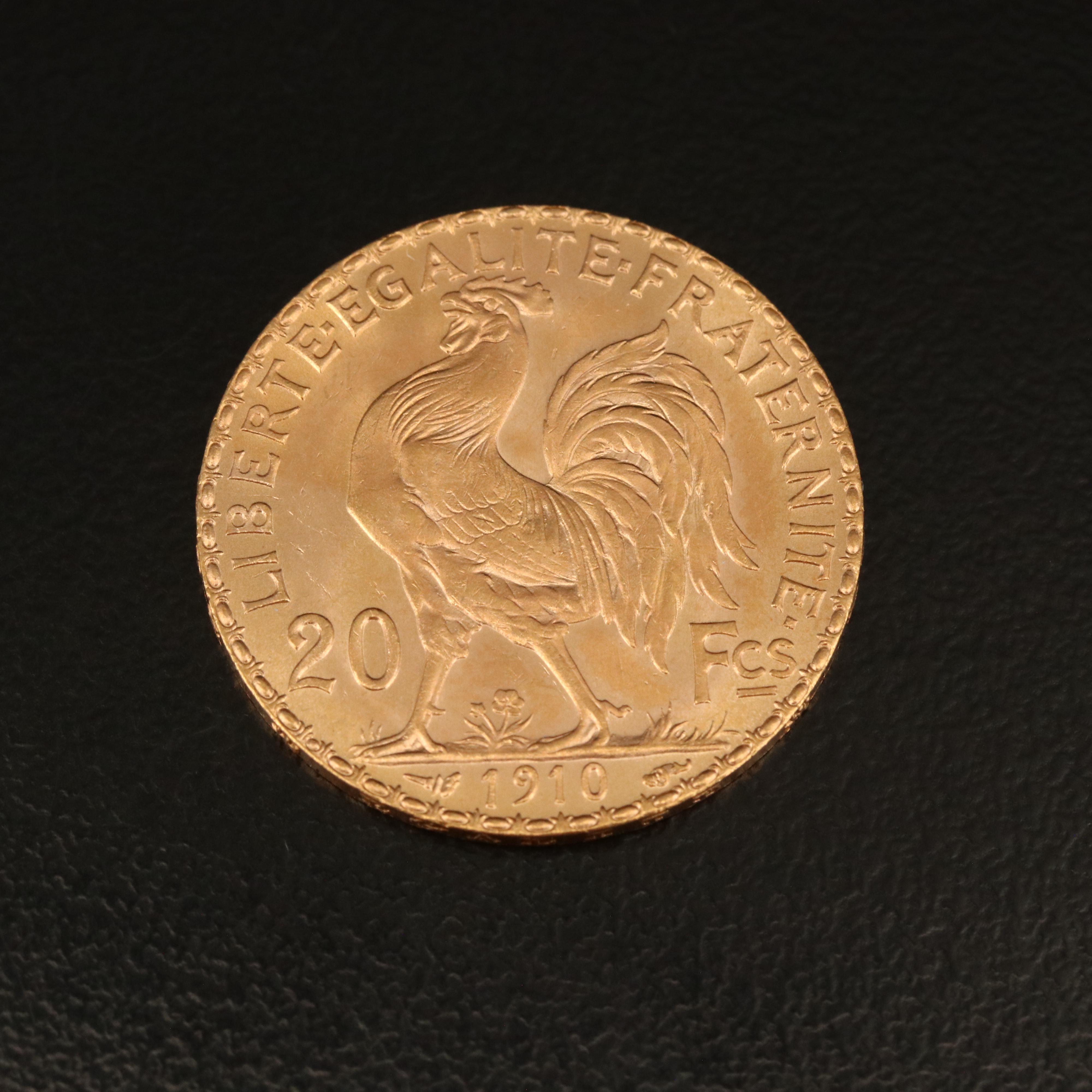 1910 France Twenty Francs Gold Coin